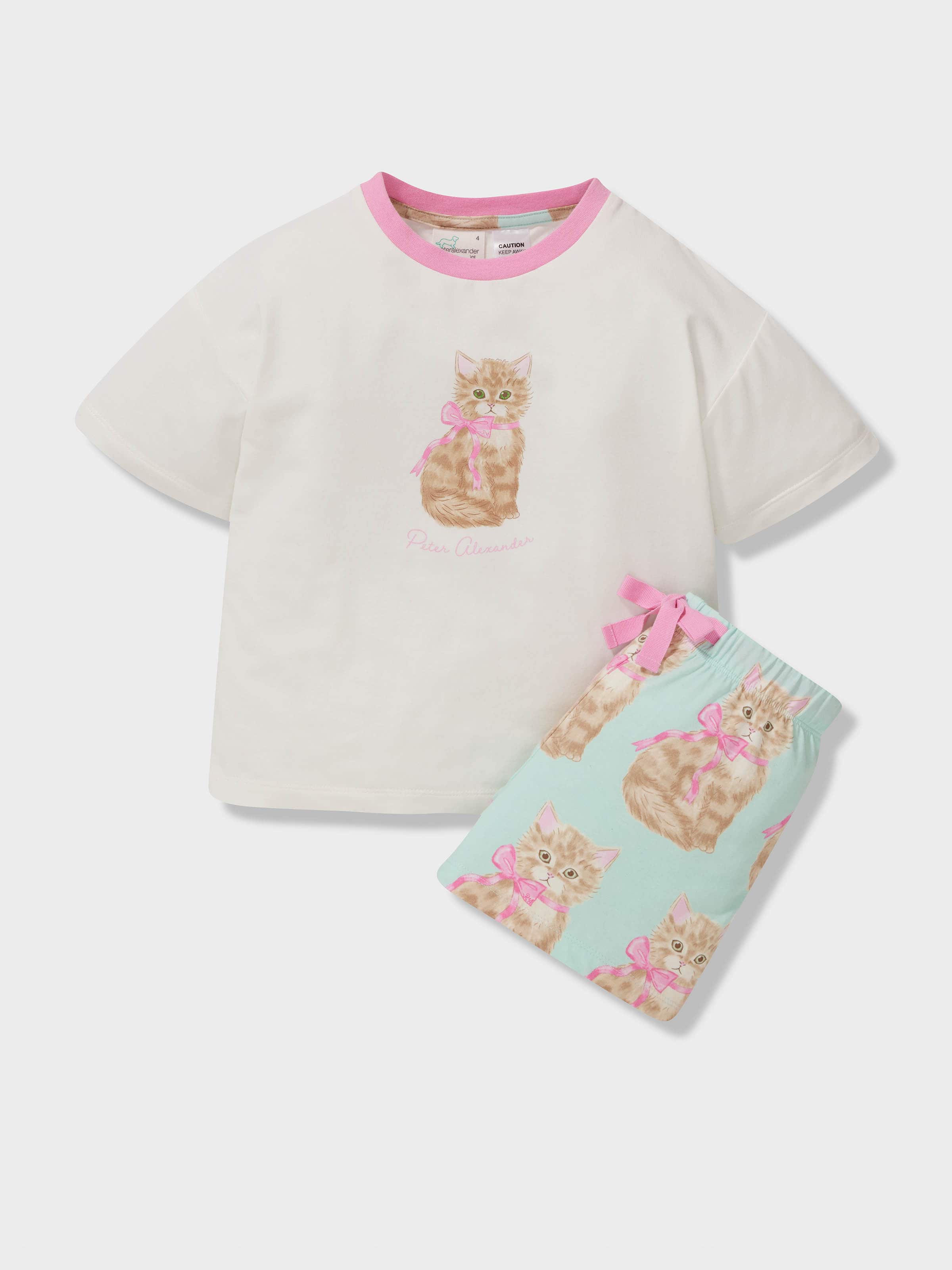 Girls Fluffy Cats Short Pj Set