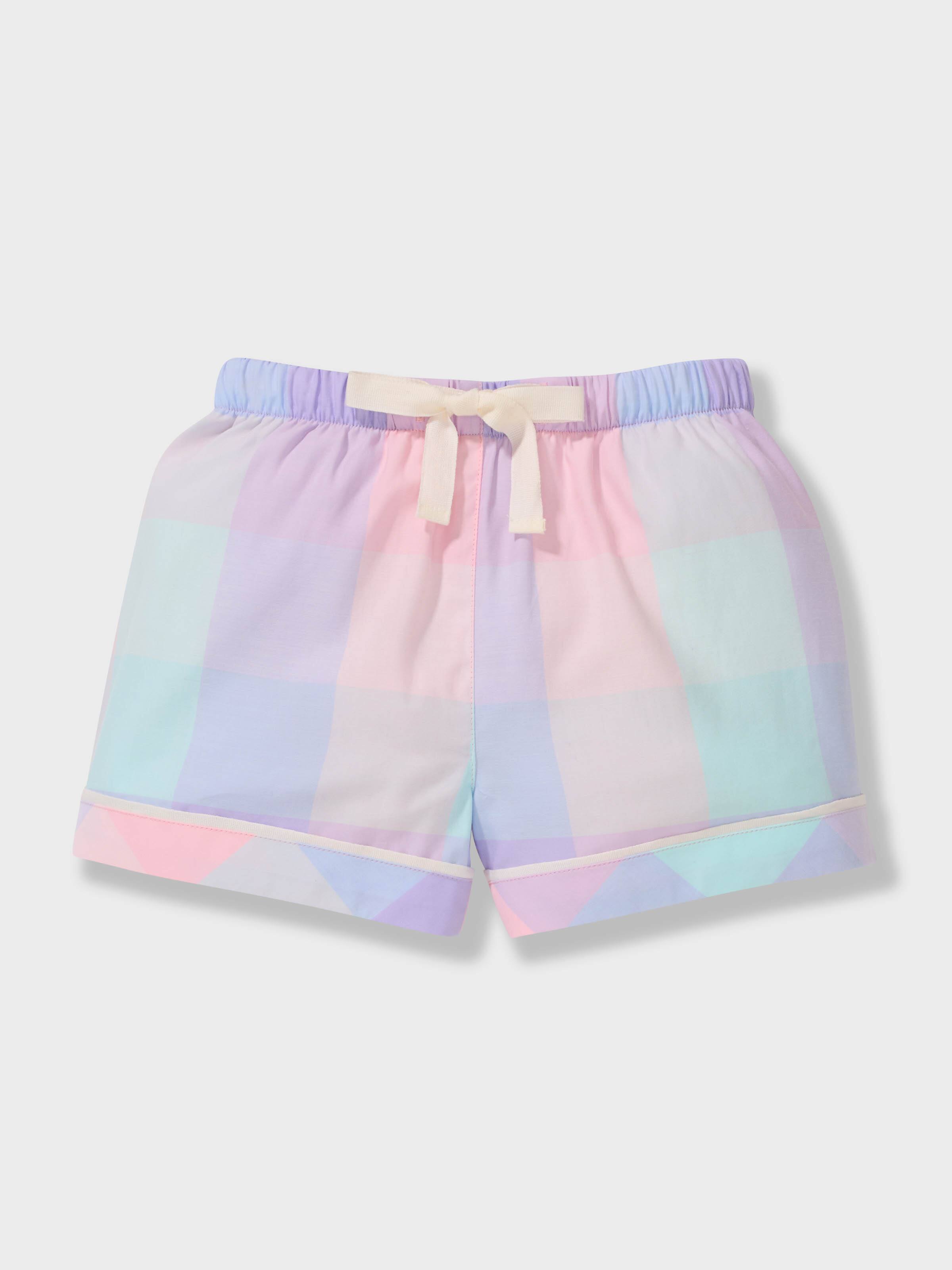 Girls Bedtime Buffalo Check 100% Cotton Shortie Pj Set