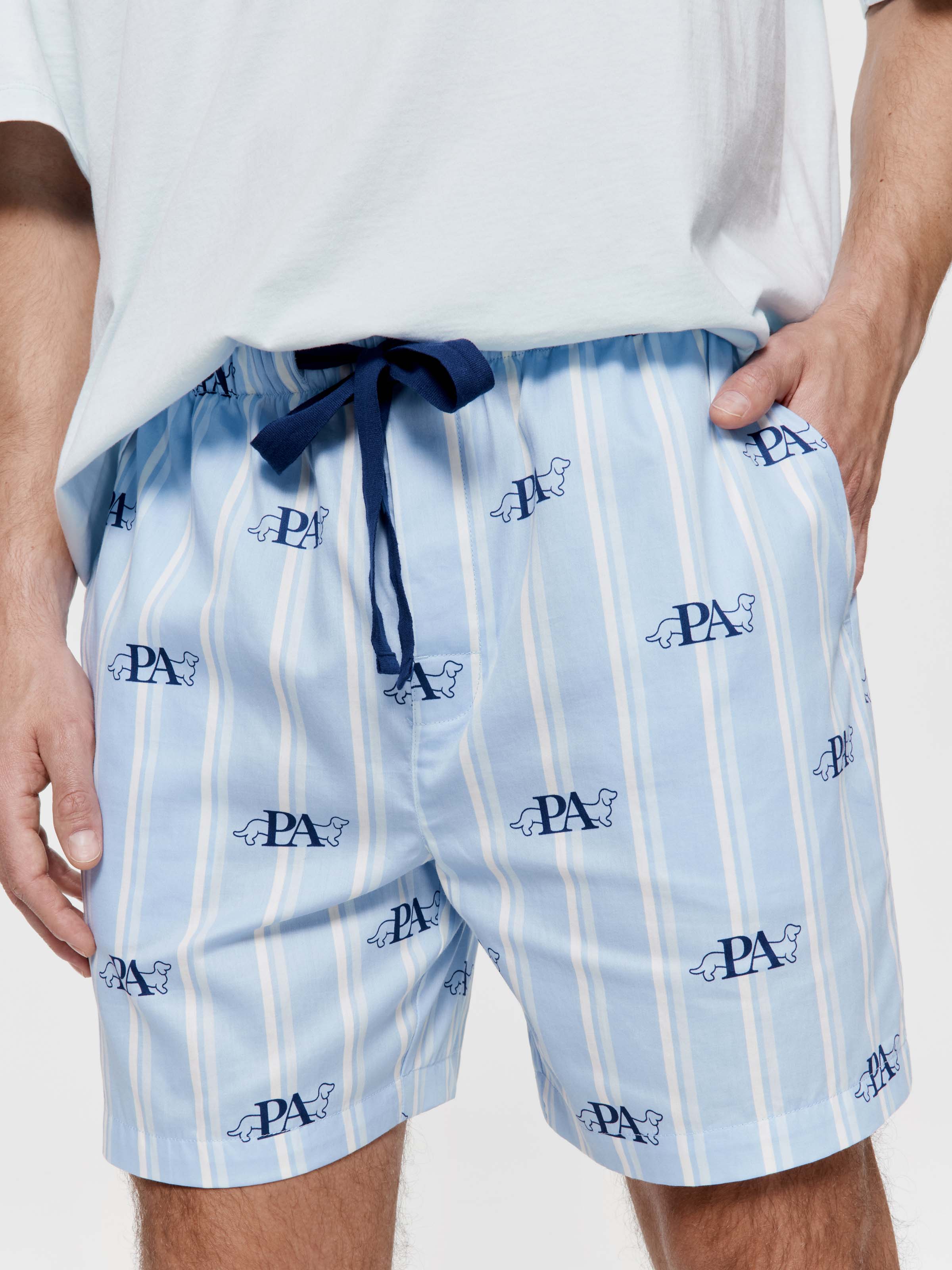 Penny Blue Stripe 100% Cotton Mid Short