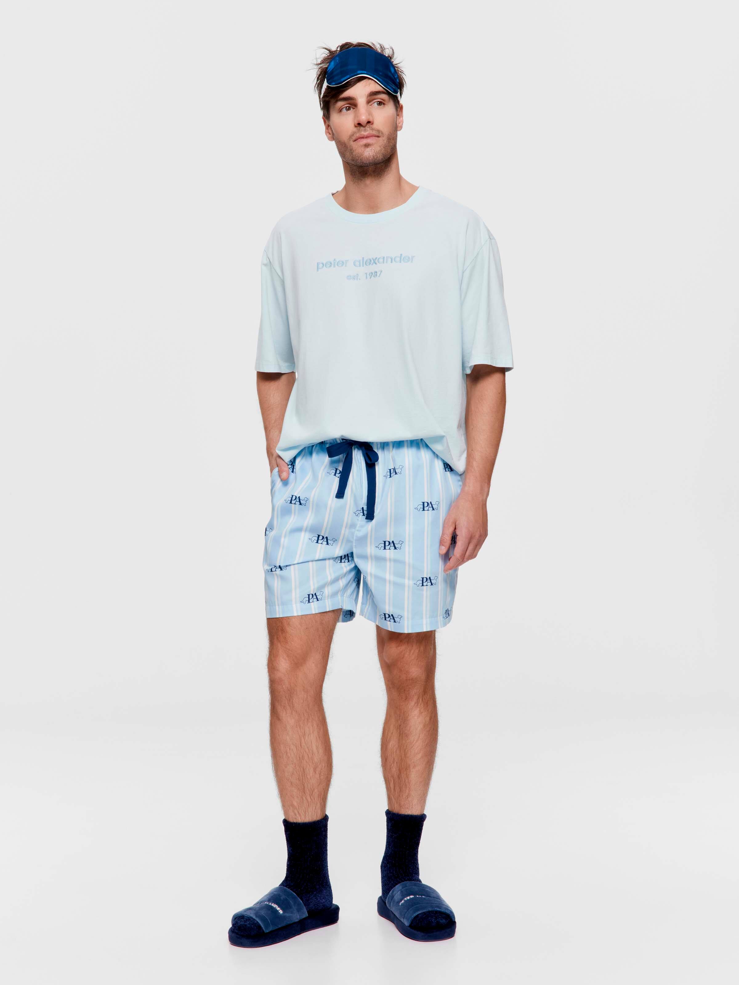 Penny Blue Stripe 100% Cotton Mid Short