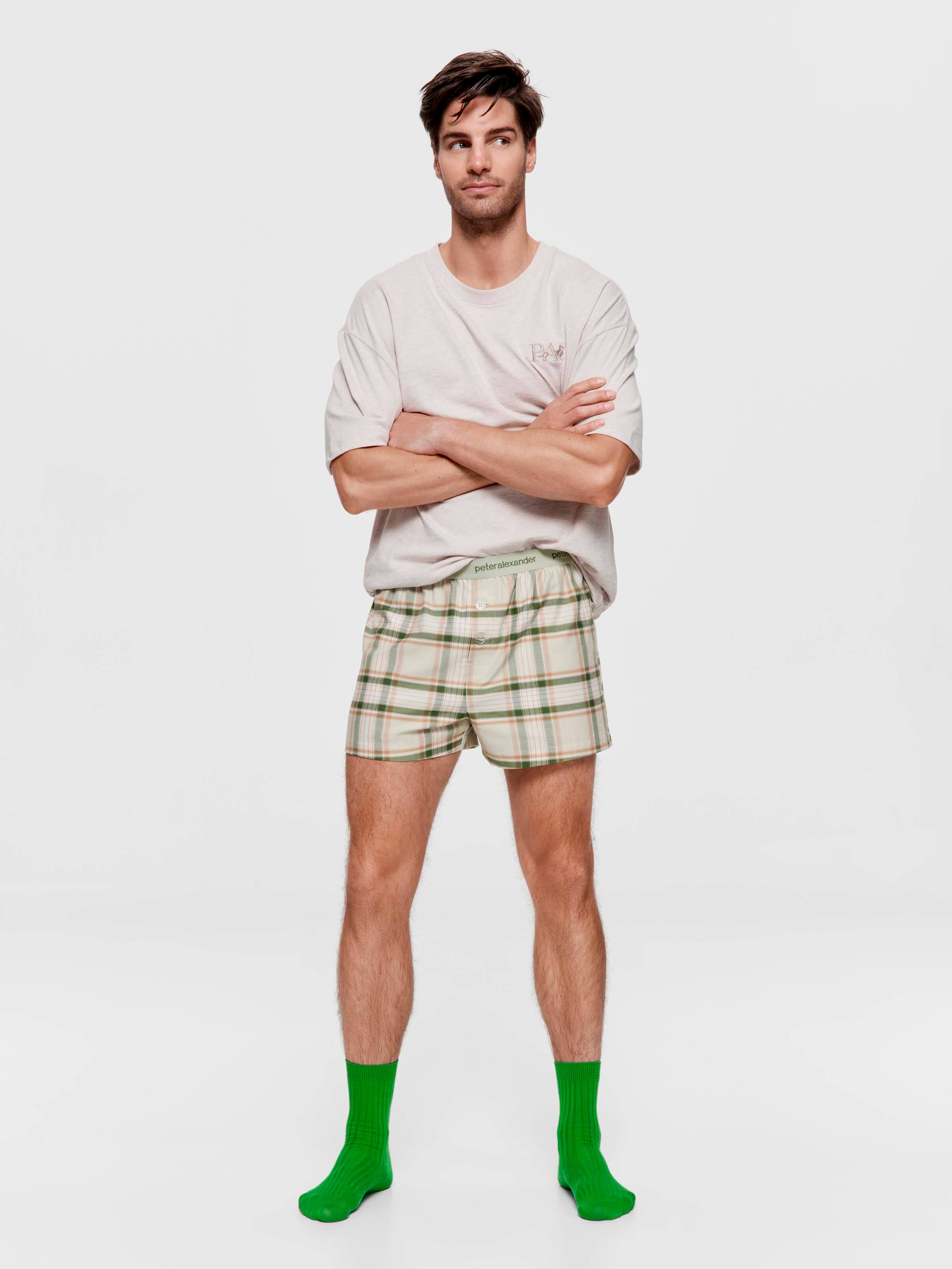 Green Check 100% Cotton Boxer Short