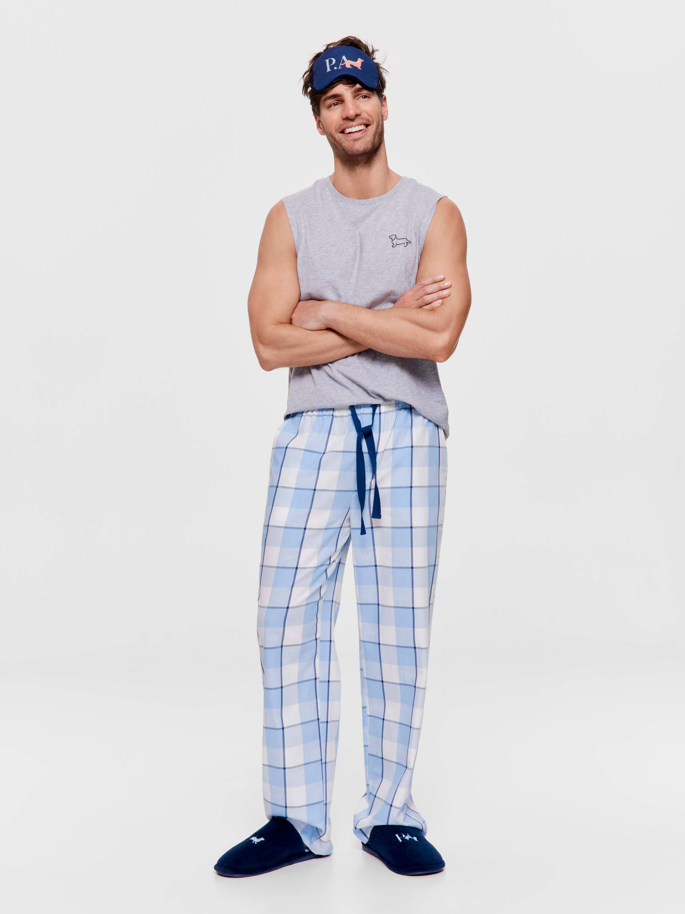 Blue Windowpane 100% Cotton Classic Pj Pant