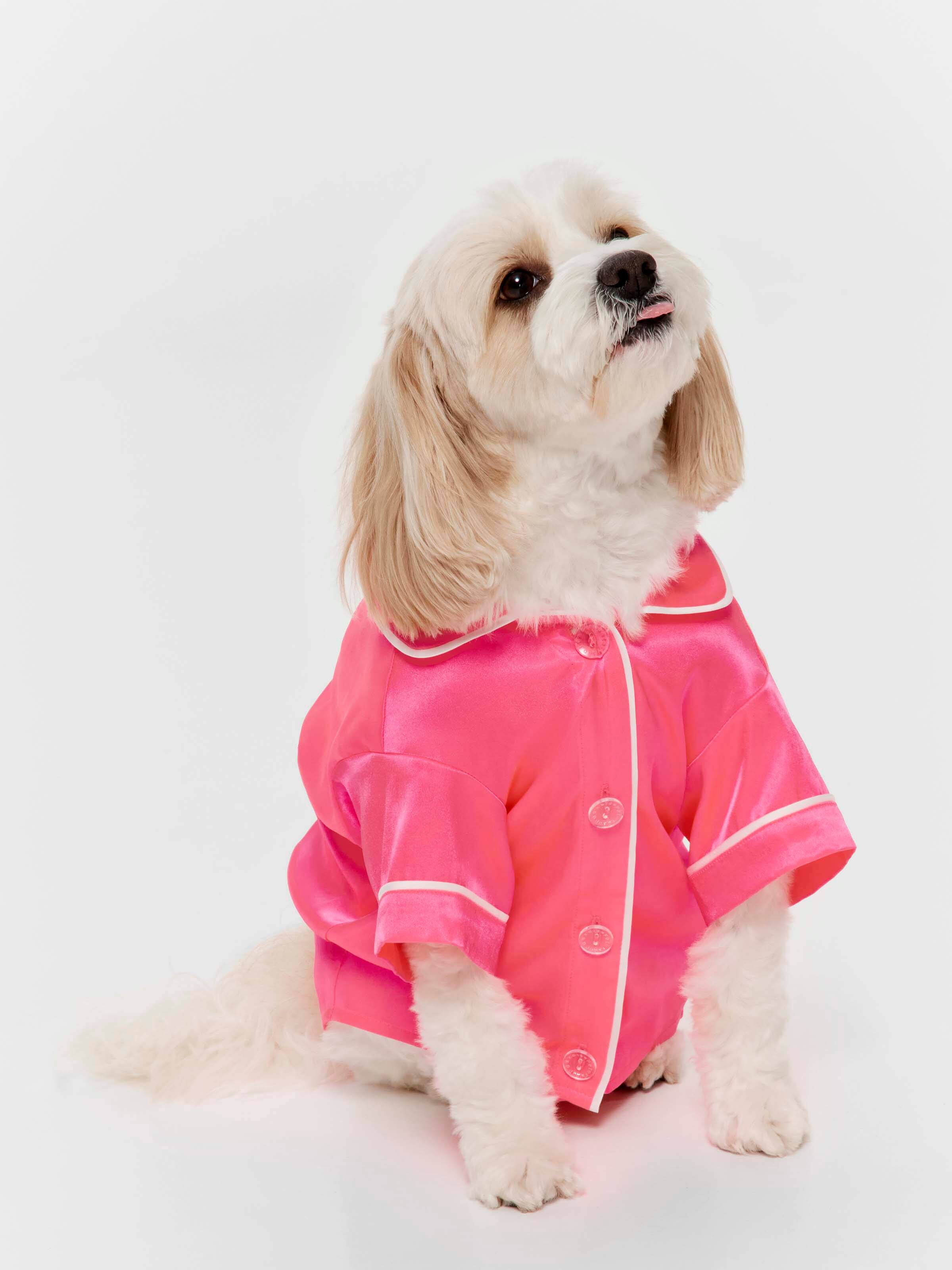 Fluro Pink Satin Dog Shirt