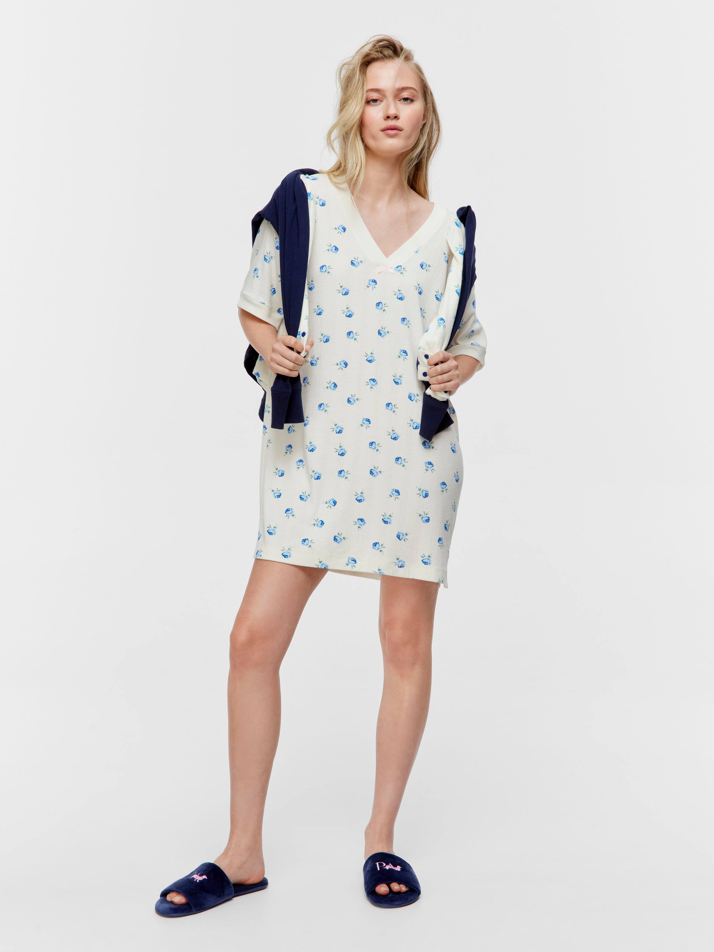 Ditsy Floral Pointelle Sleep Tee