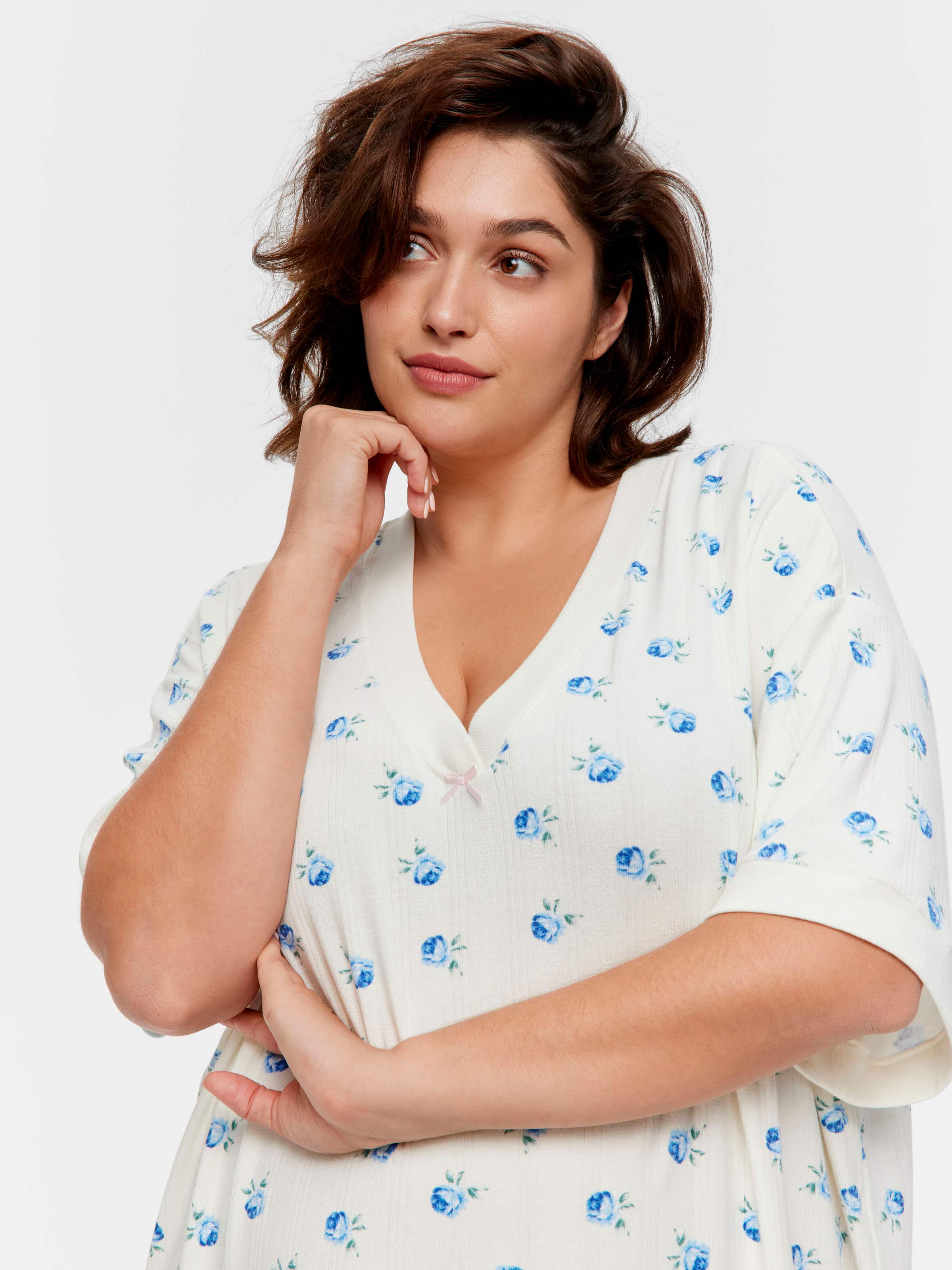 Image for P.A. Plus Ditsy Floral Pointelle Sleep Tee from Peter Alexander