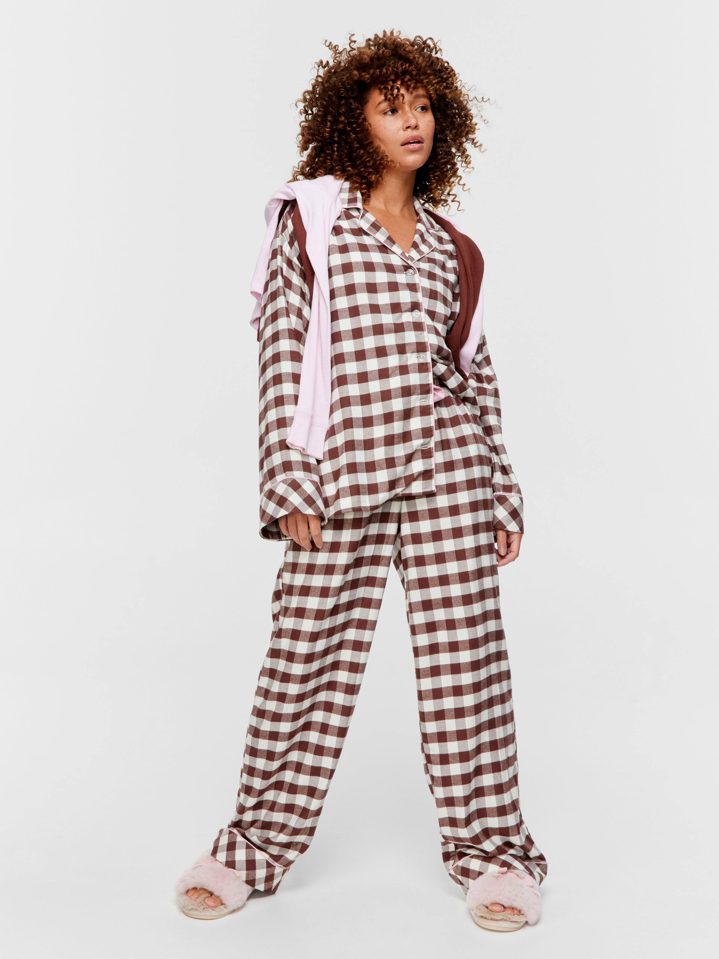 Chocolate Gingham Viscose Flannelette Classic Pj Pant