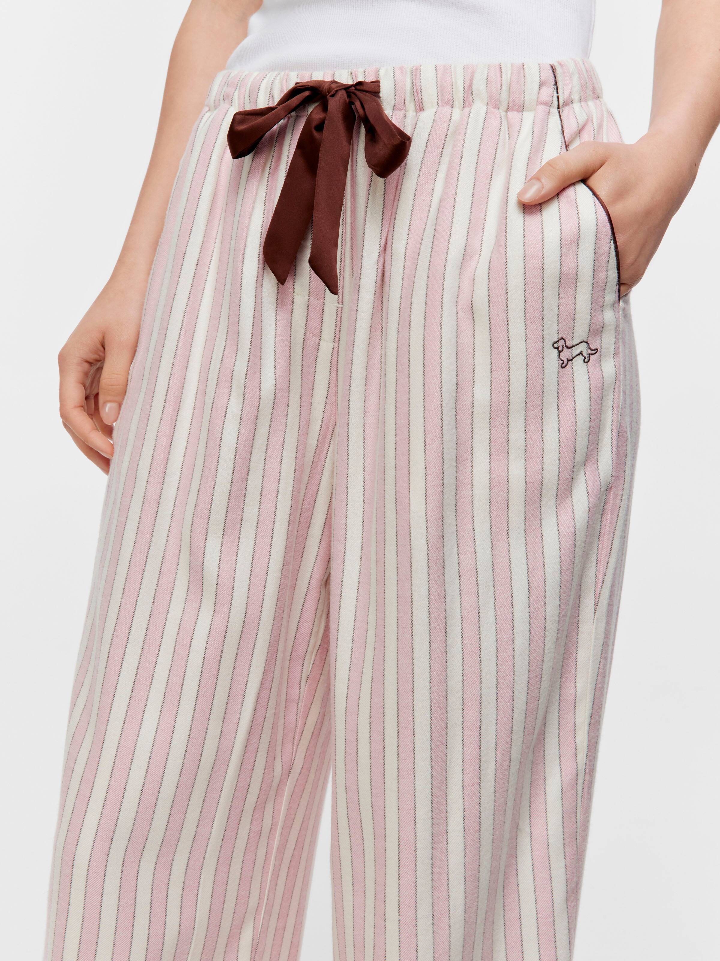 Pink Stripe Viscose Flannelette Classic Pj Pant