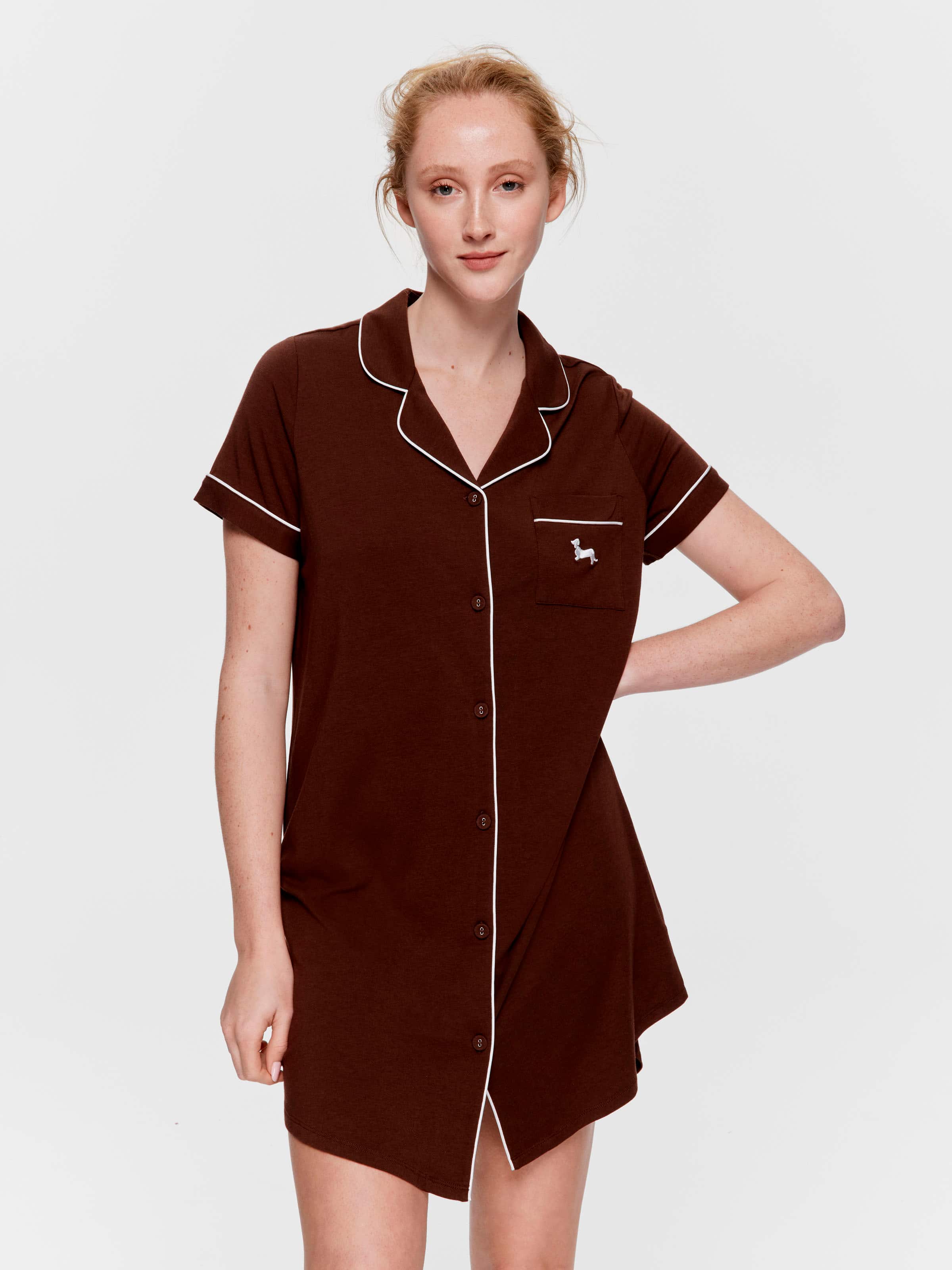 Chocolate Bamboo Short Sleeve Nightshirt