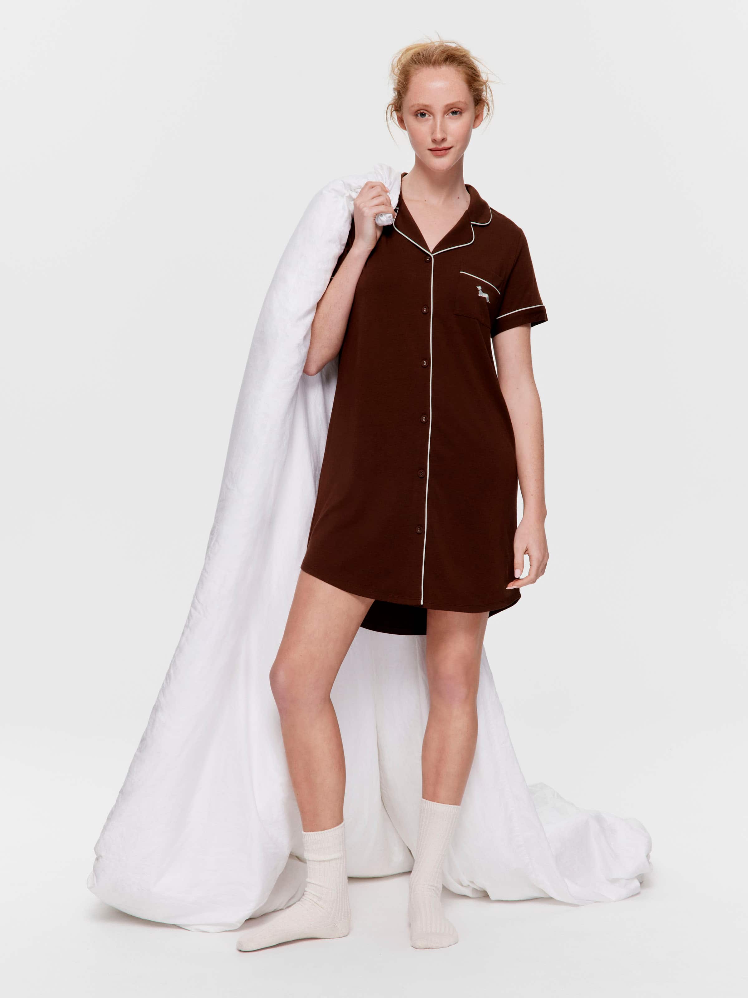 Chocolate Bamboo Short Sleeve Nightshirt