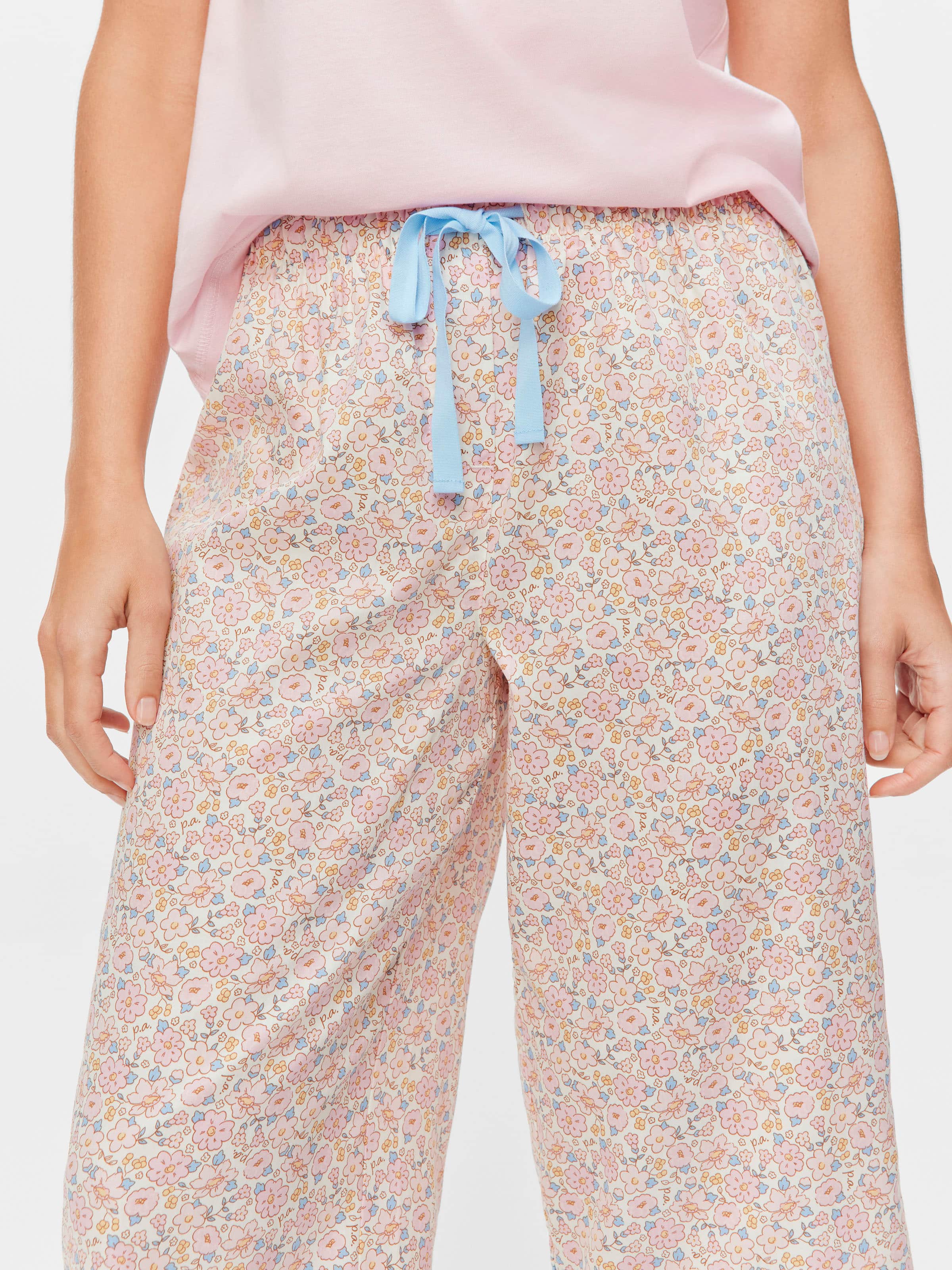 Vintage Floral 100% Cotton 3/4 Pj Pant
