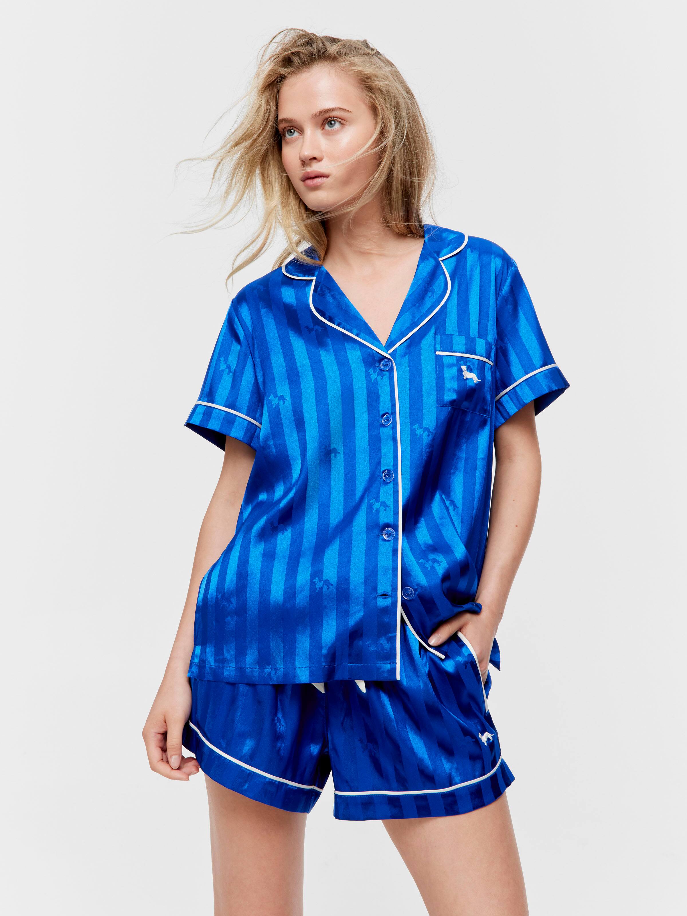 Cobalt Penny Stripe Tux Luxe Mini Short
