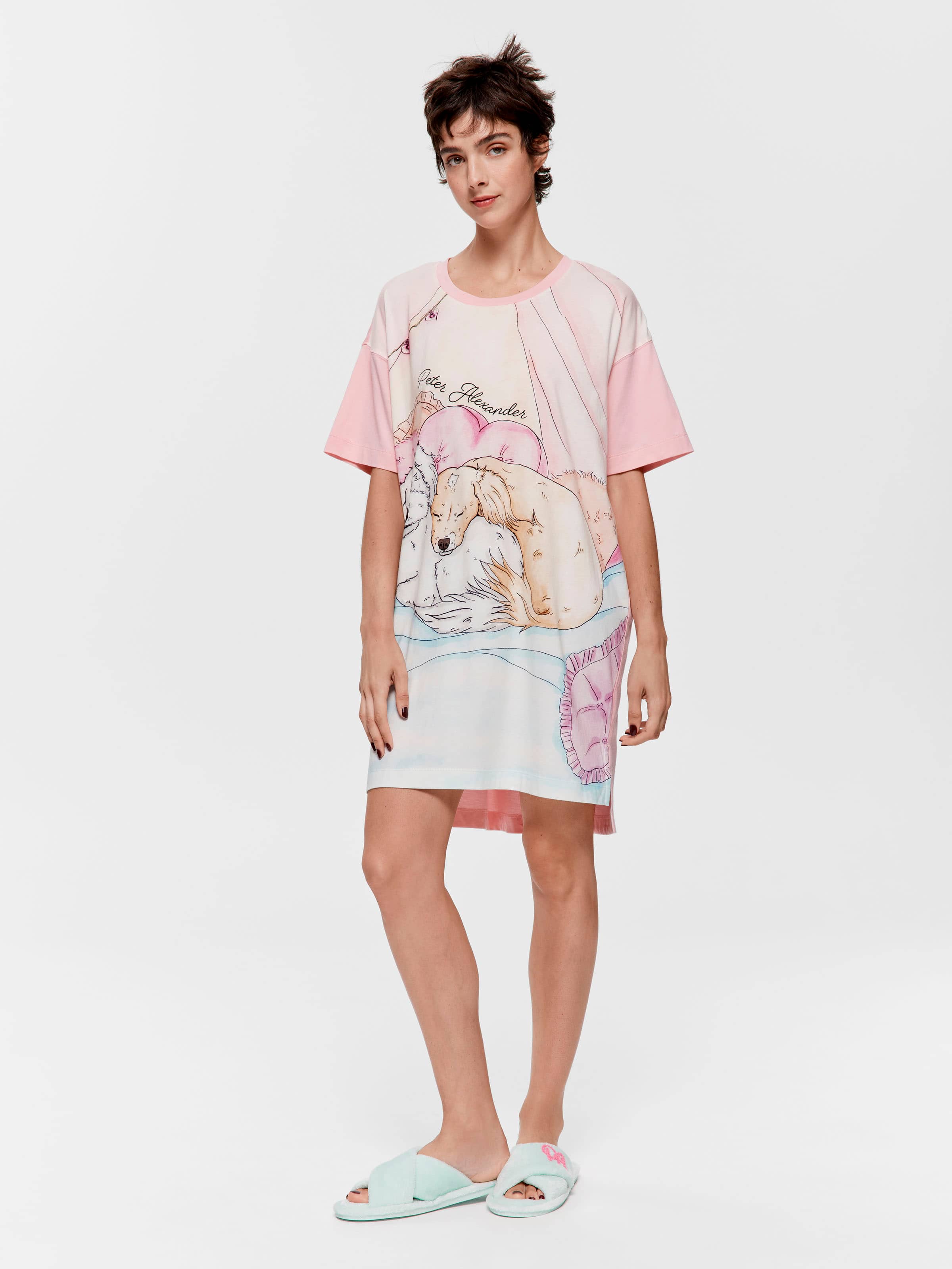 Dog Nap Split Hem Sleep Tee
