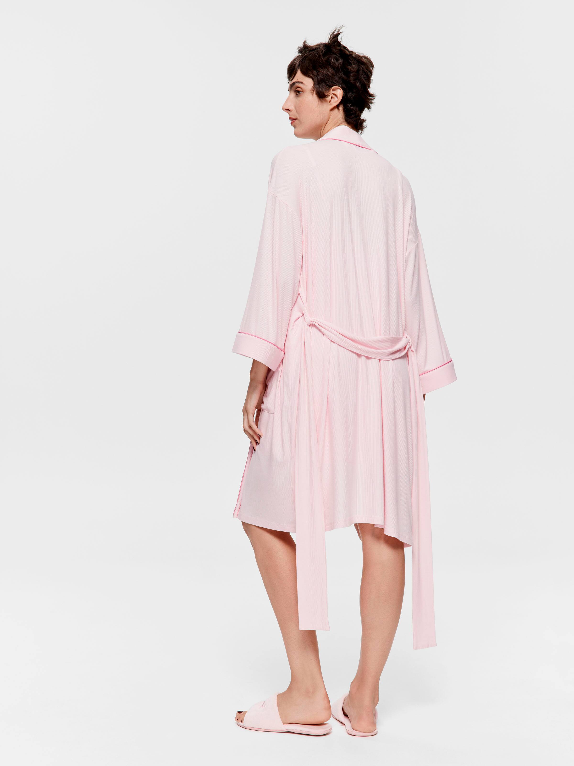 Pink Bow Rib Knit Gown