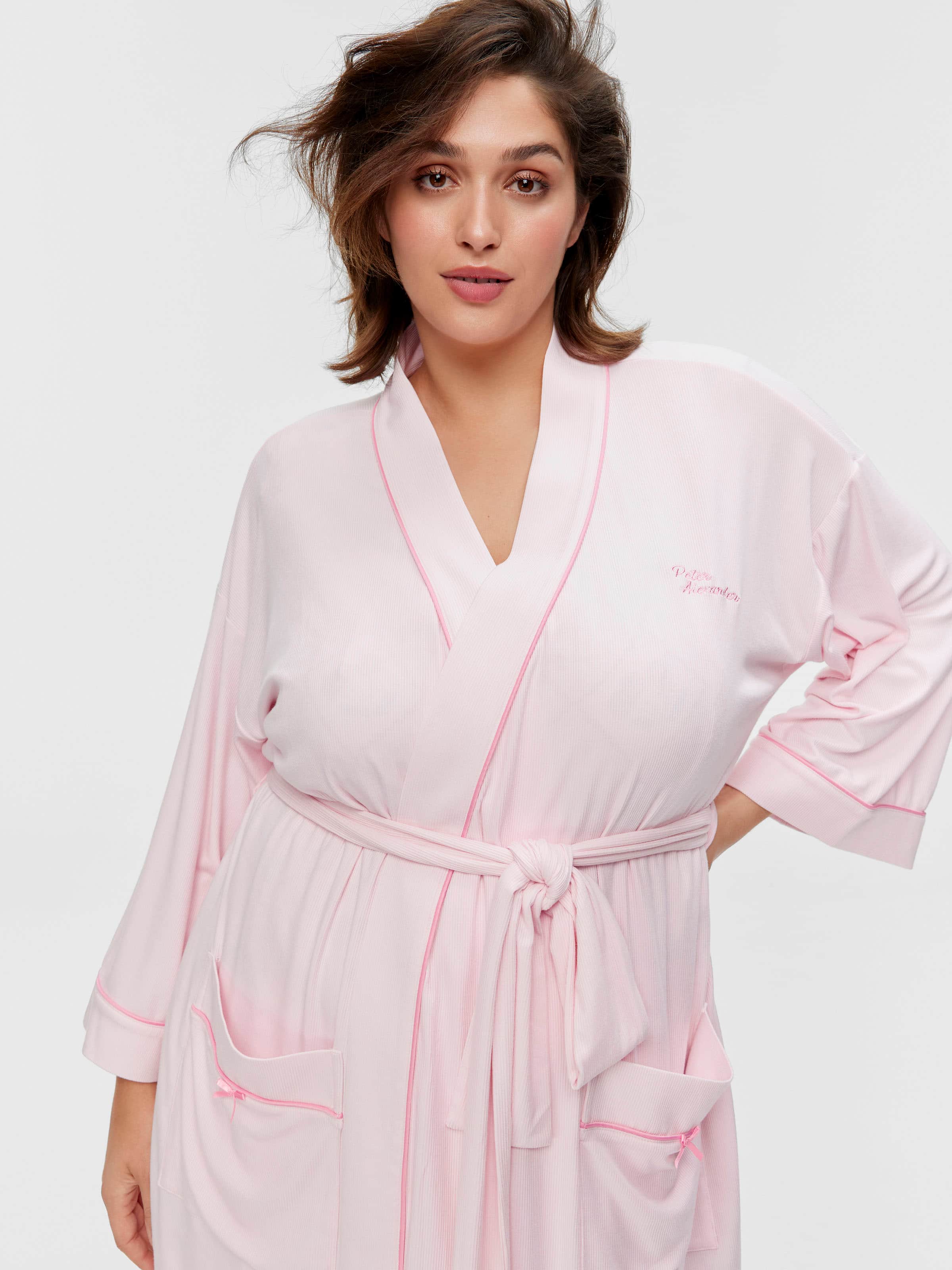 P.A. Plus Pink Bow Rib Knit Gown