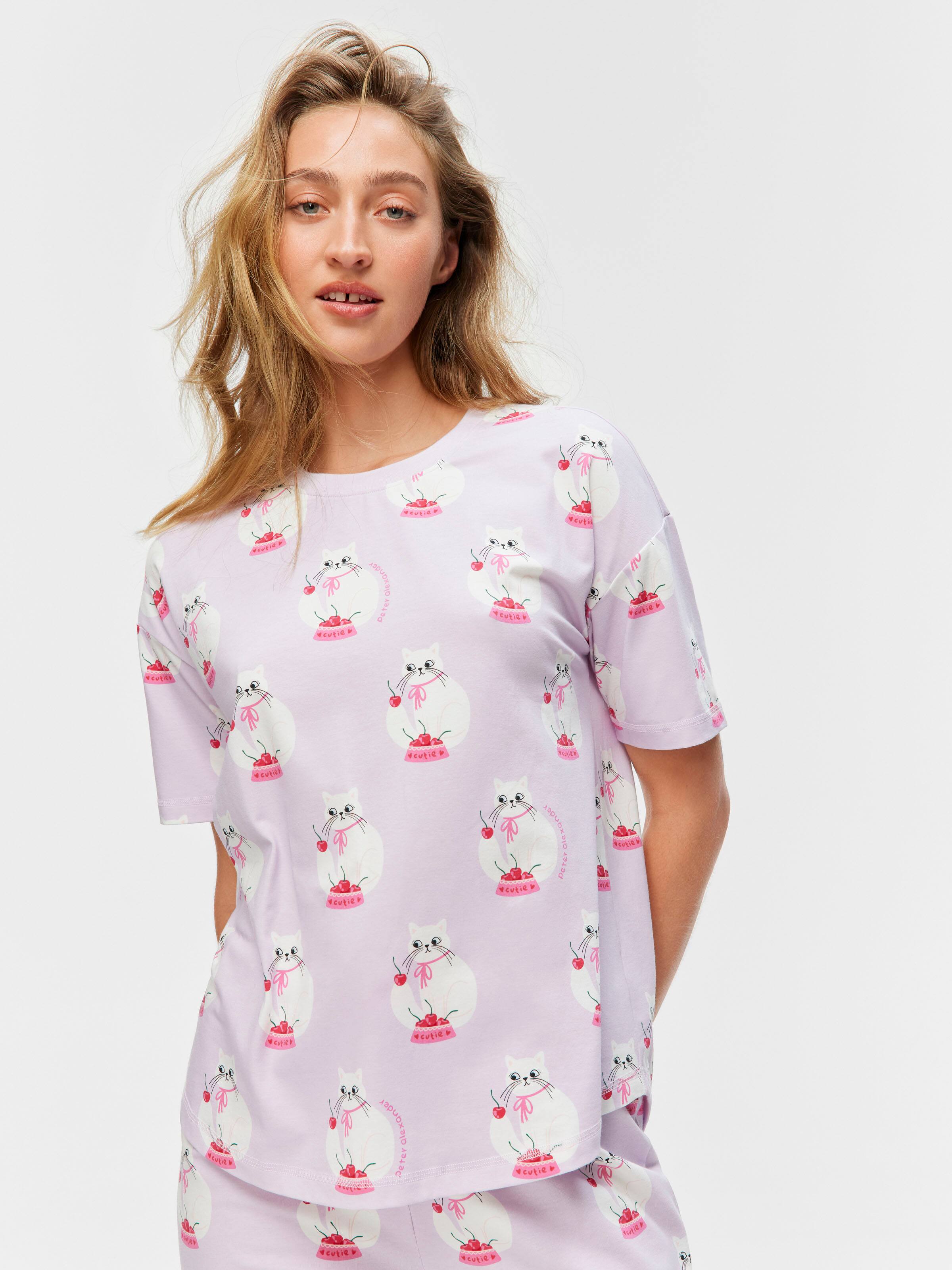 Cherry Cat Oversized Tee