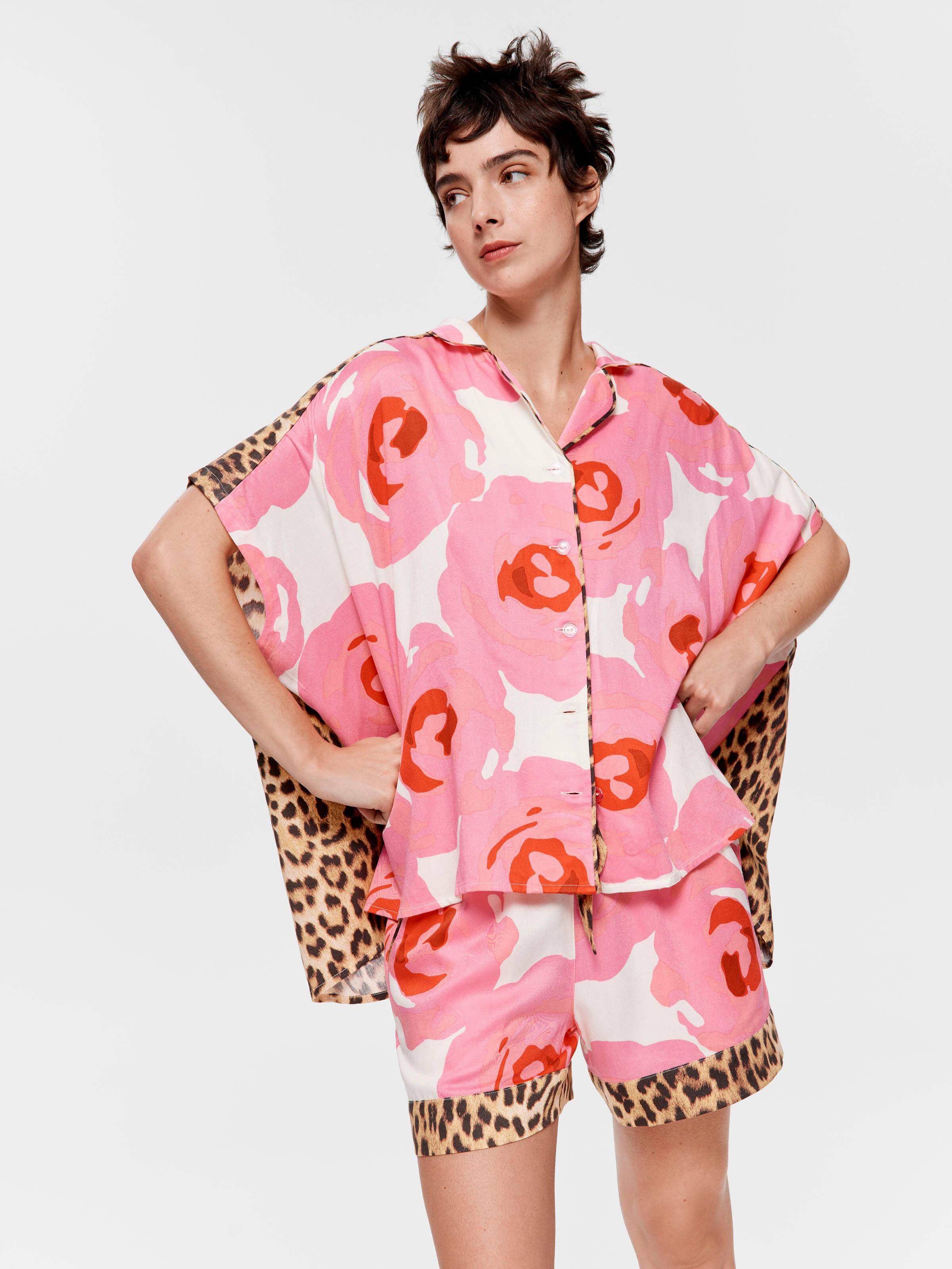 Floral Leopard Fashion Shortie Pj Set