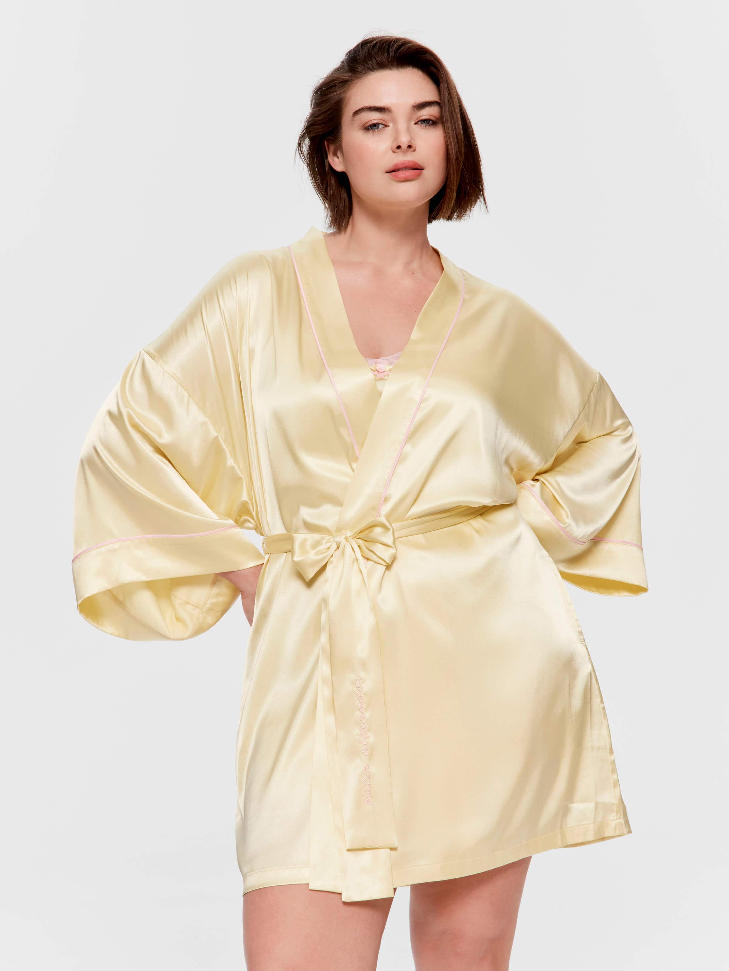 P.A. Plus Lemon Satin Gown