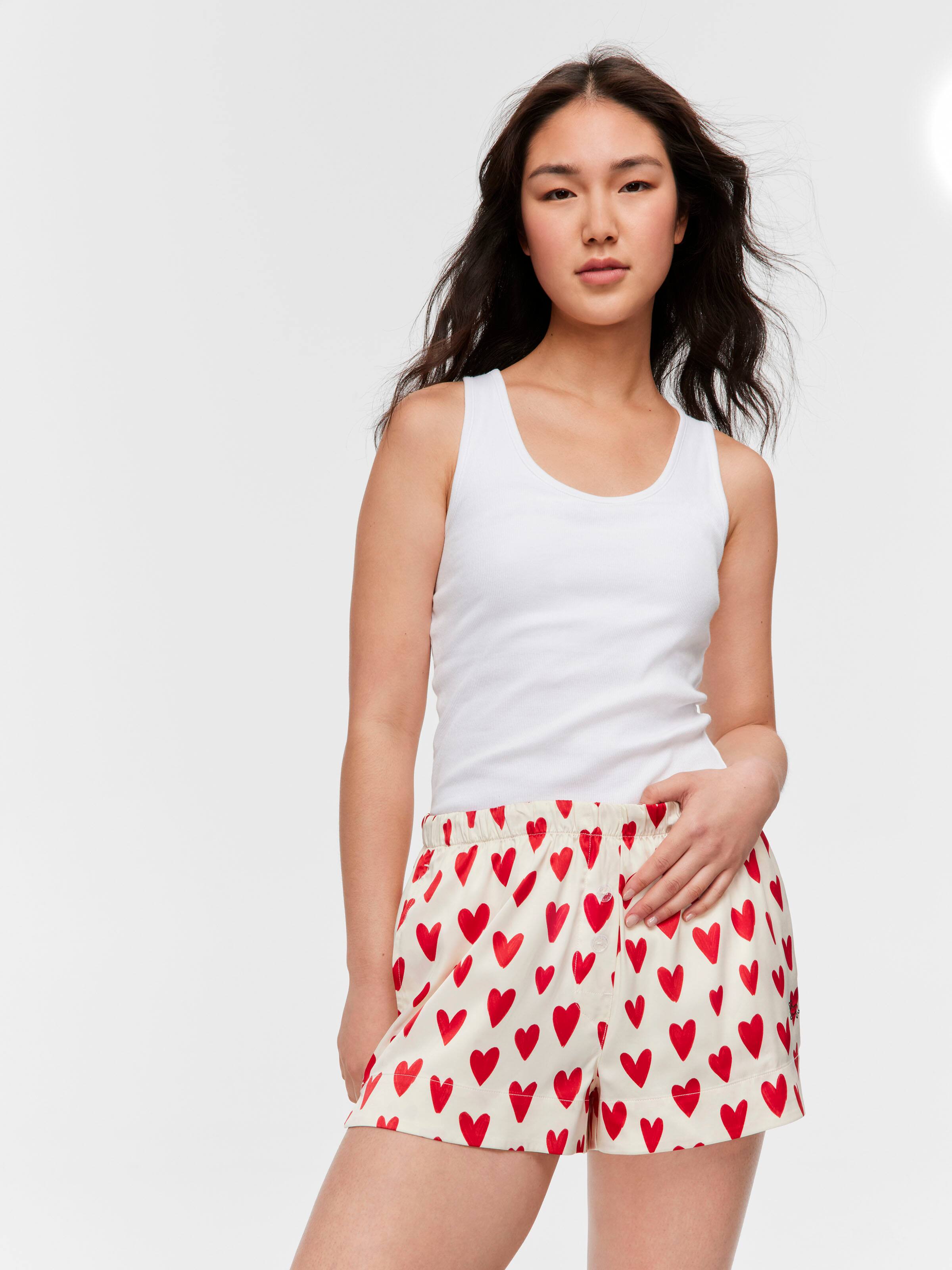 Just Married Heart Satin Mid Boxer Short