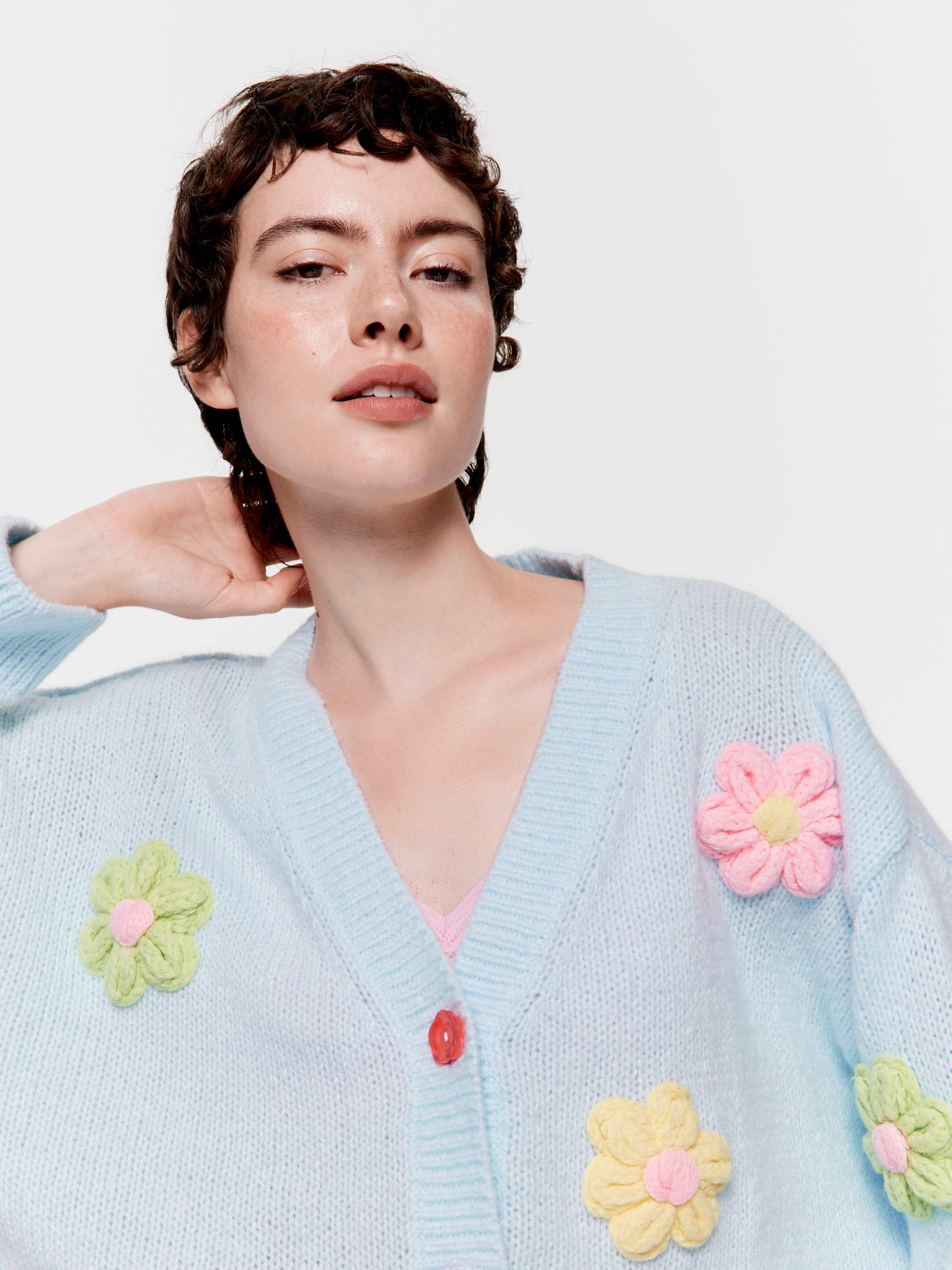 Flower Chunky Knit Cardi