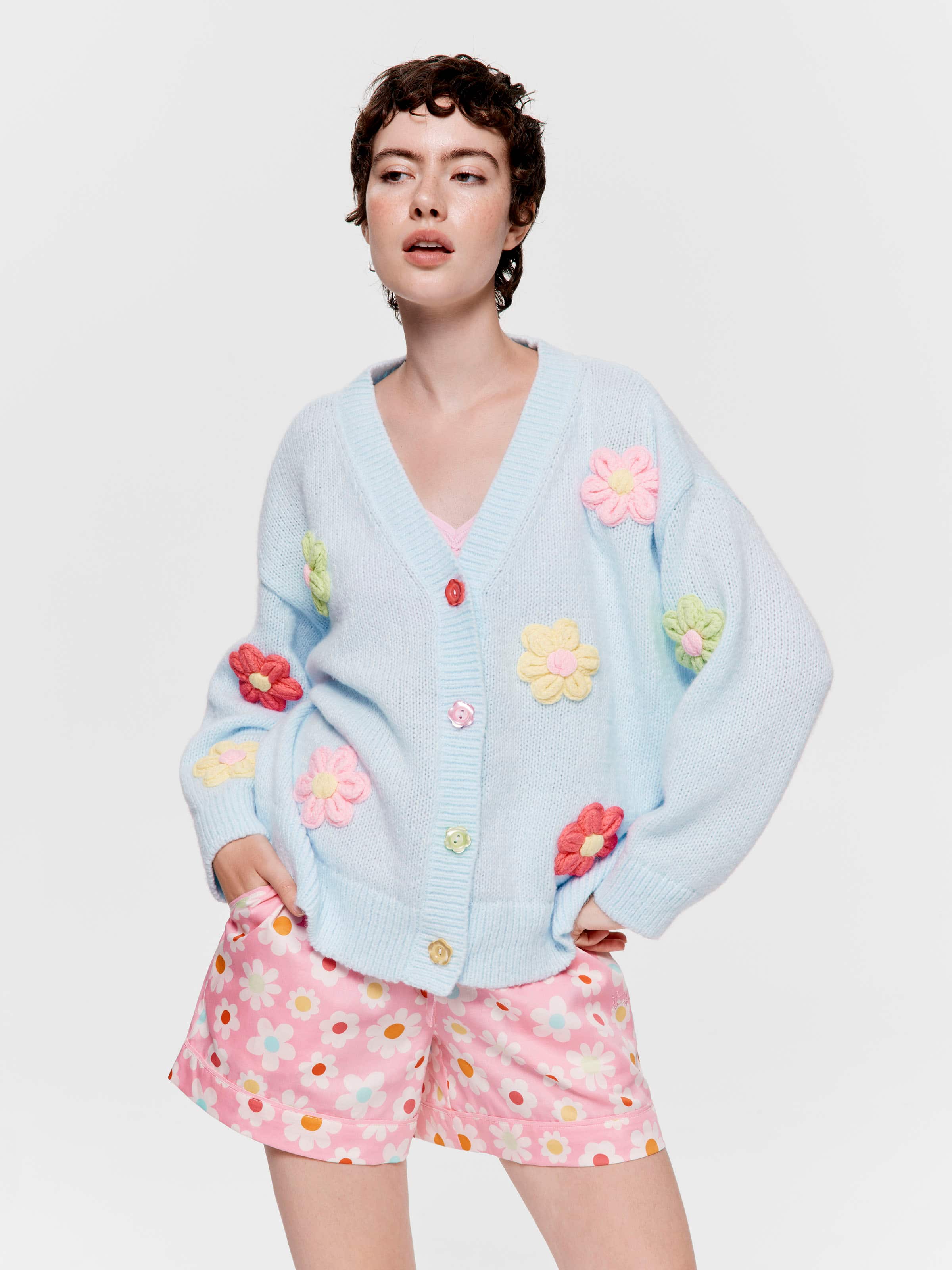 Flower Chunky Knit Cardi