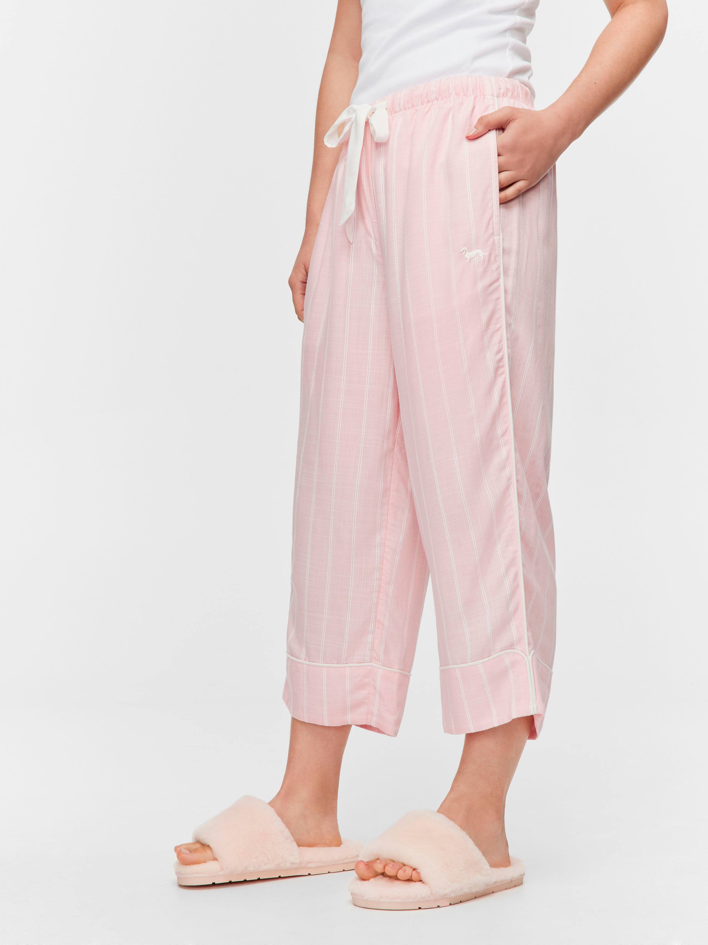 Light Pink Stripe 100% Textured Viscose 3/4 Pj Pant