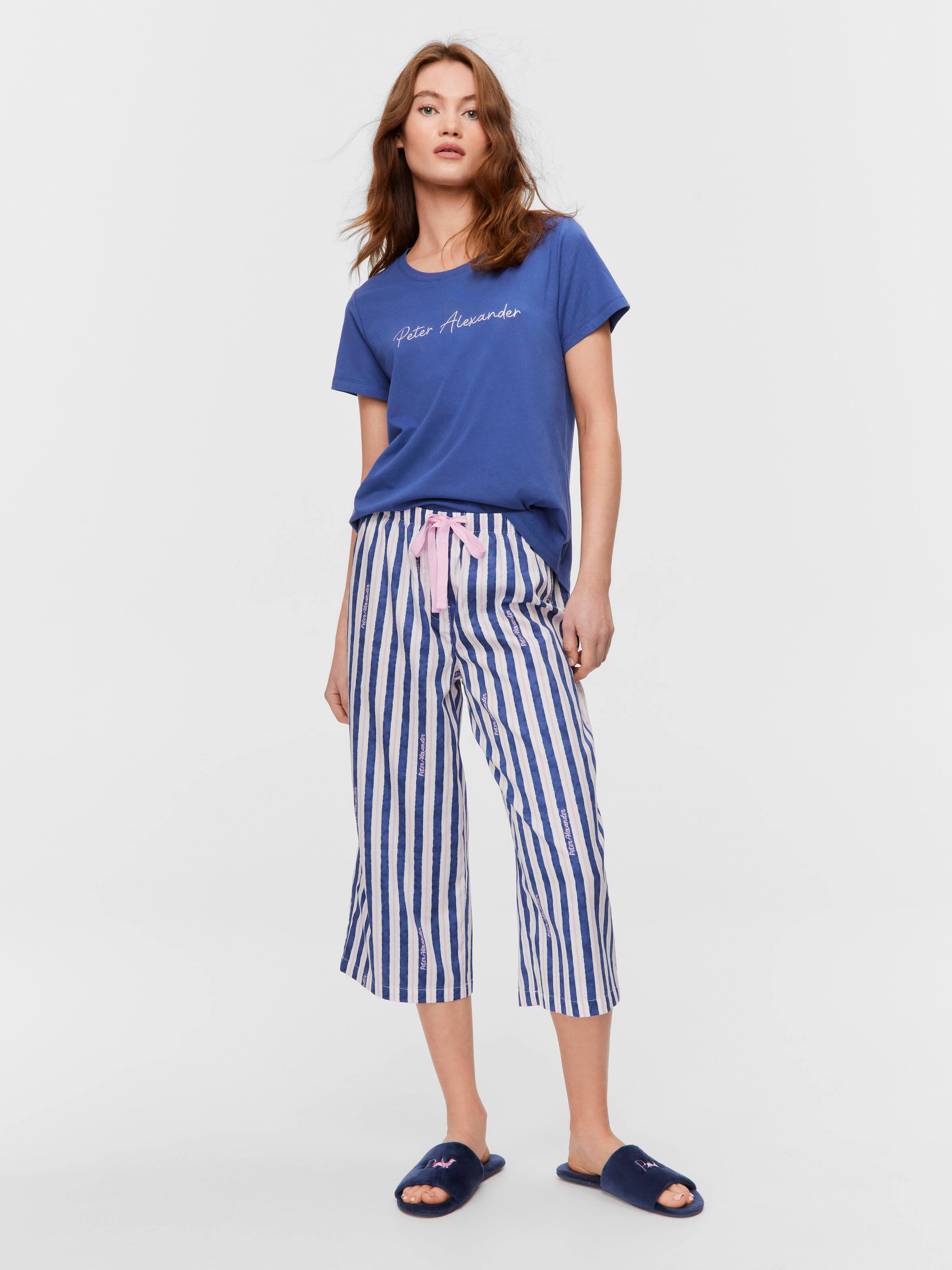 Stripe 100% Cotton 3/4 Pj Pant