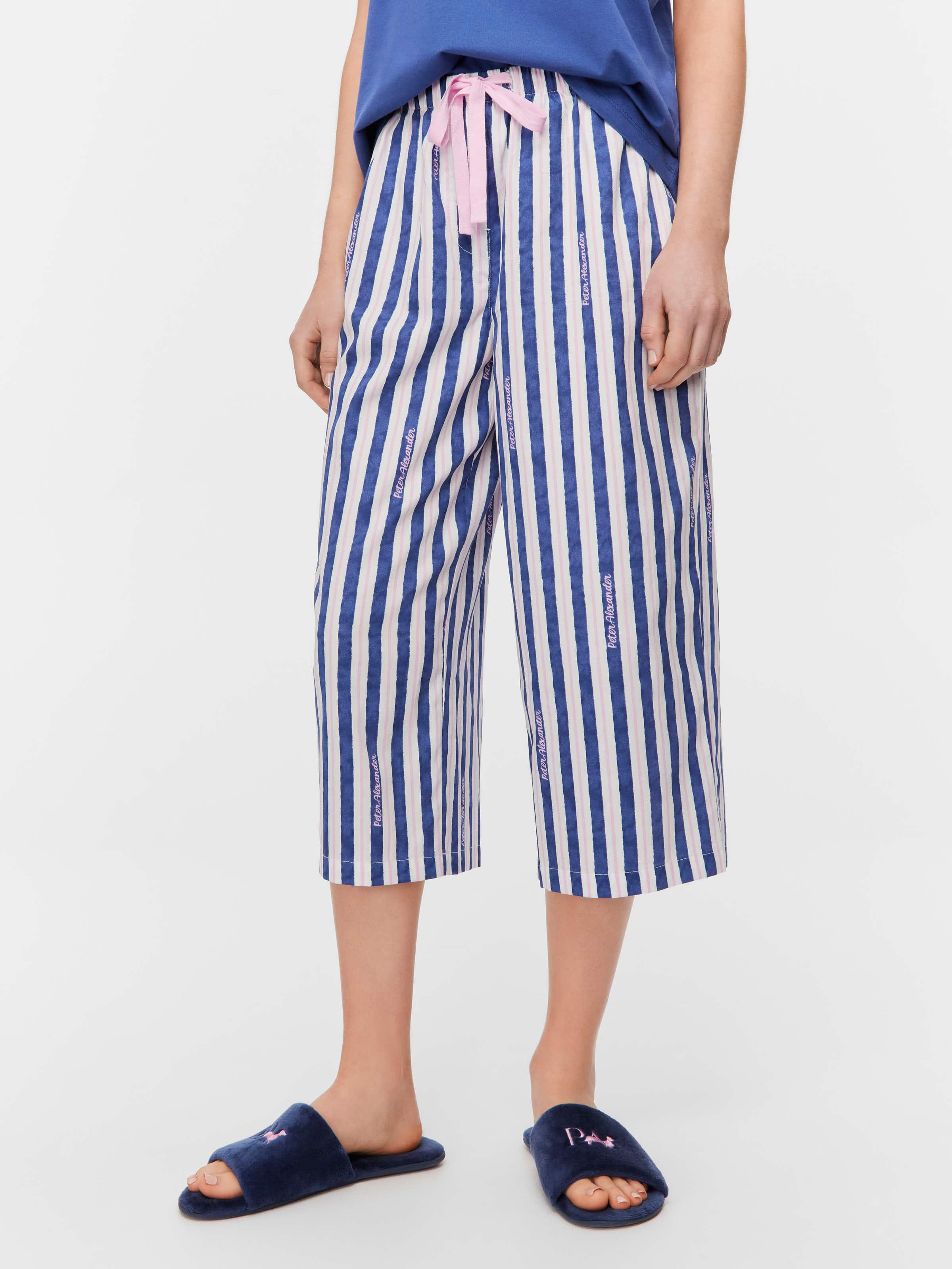 Stripe 100% Cotton 3/4 Pj Pant
