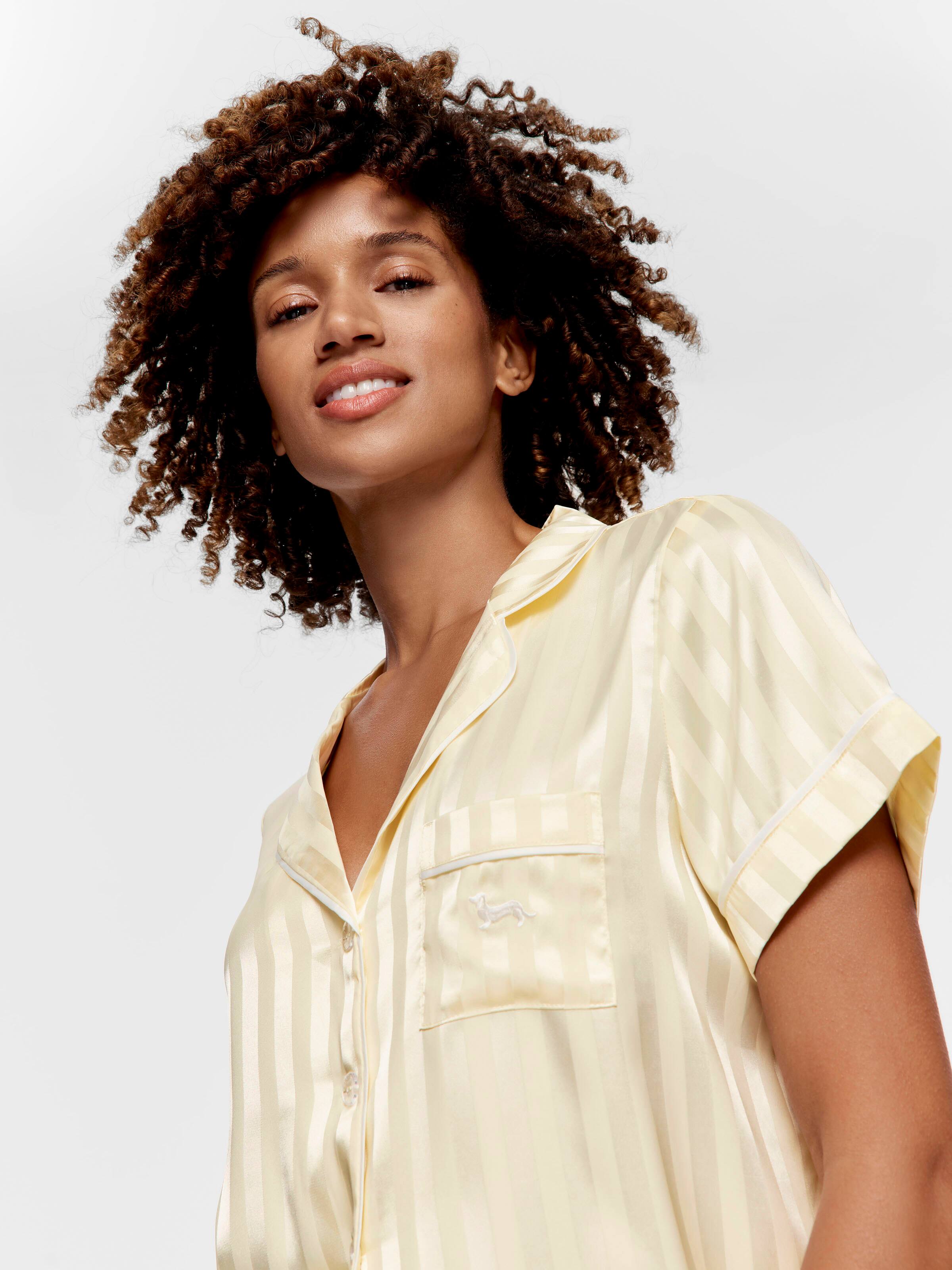 Butter Stripe Chic Satin Shortie Pj Set