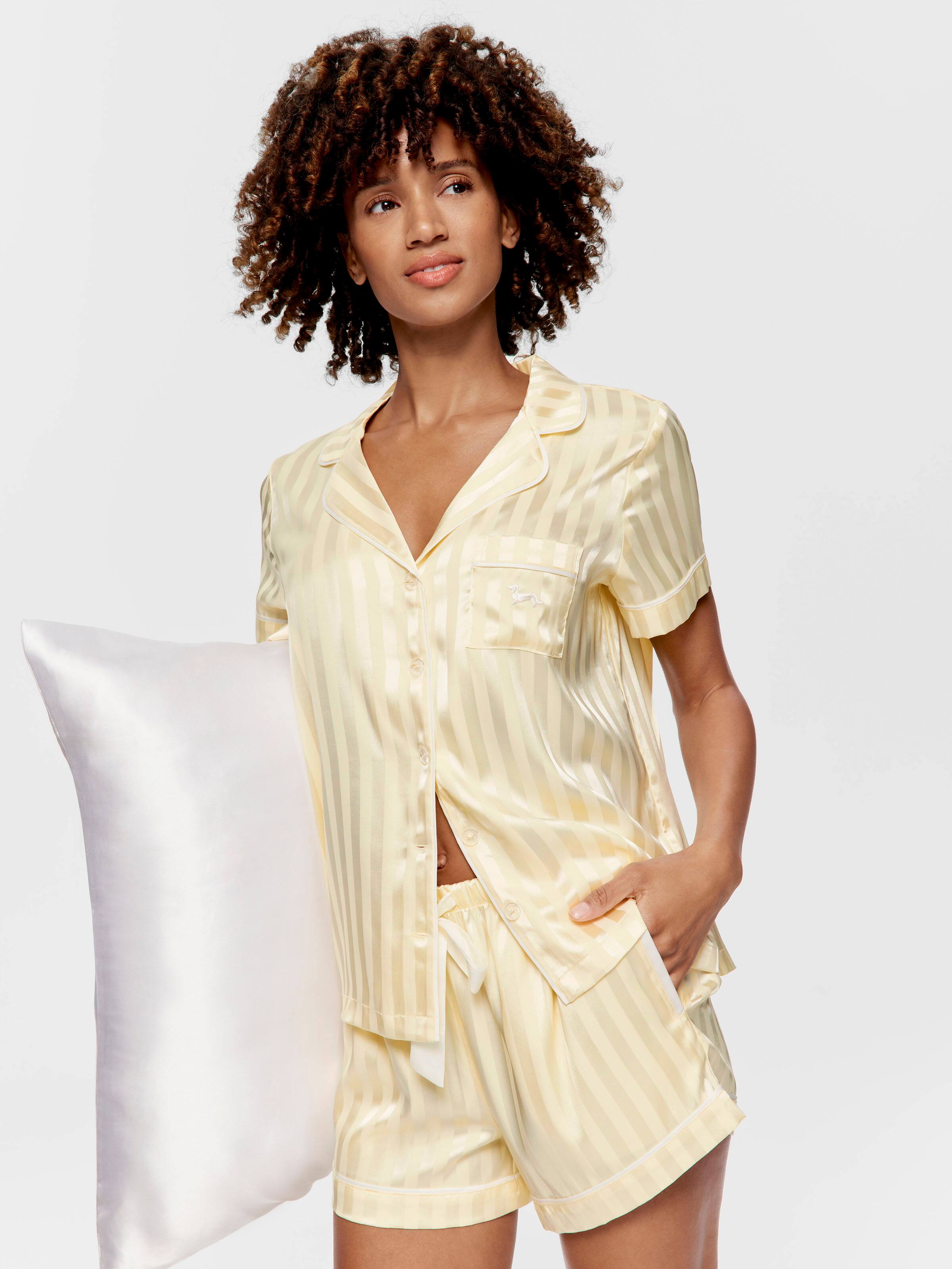 Butter Stripe Chic Satin Shortie Pj Set