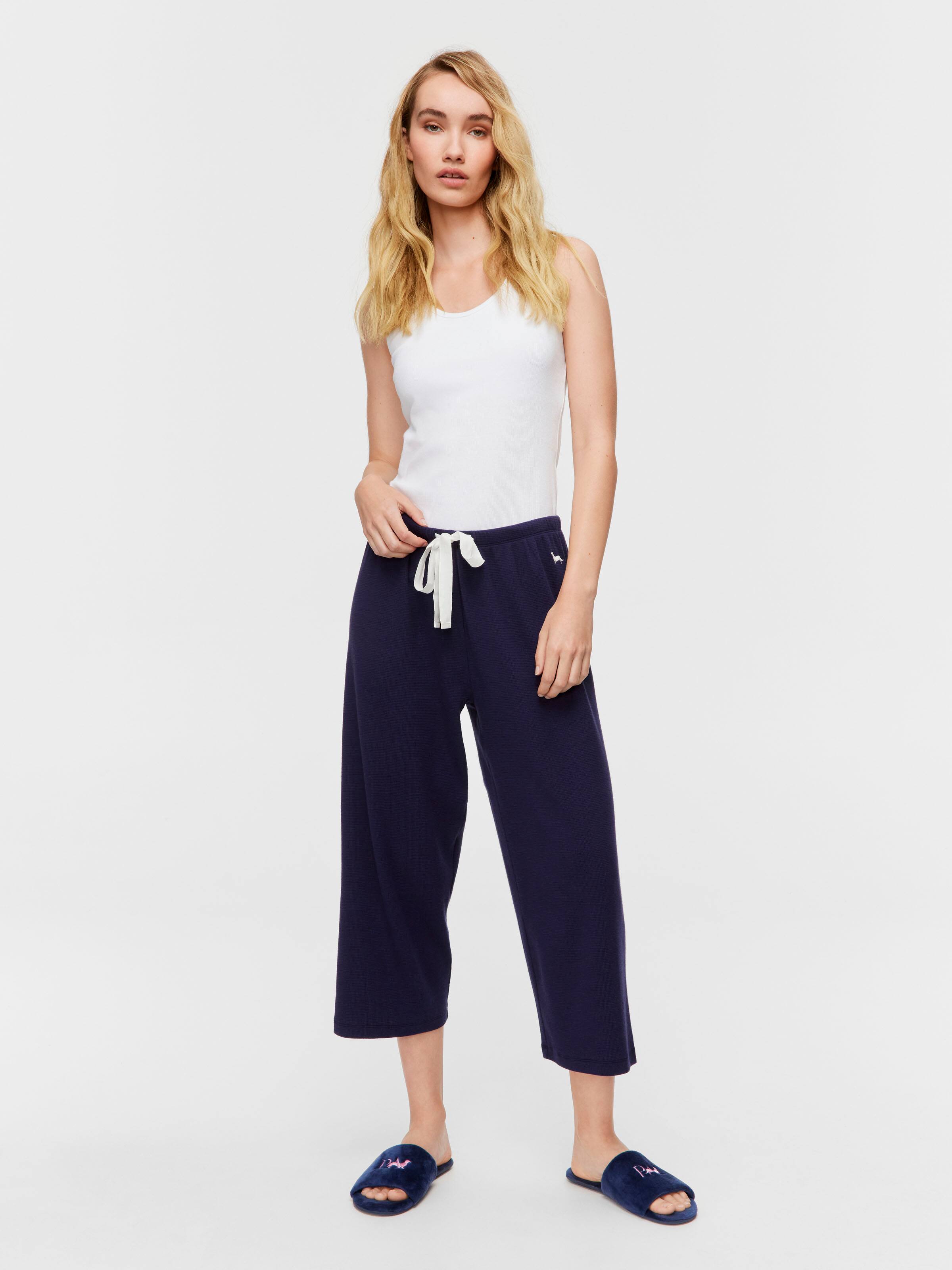 Navy Waffle 3/4 Pj Bottom