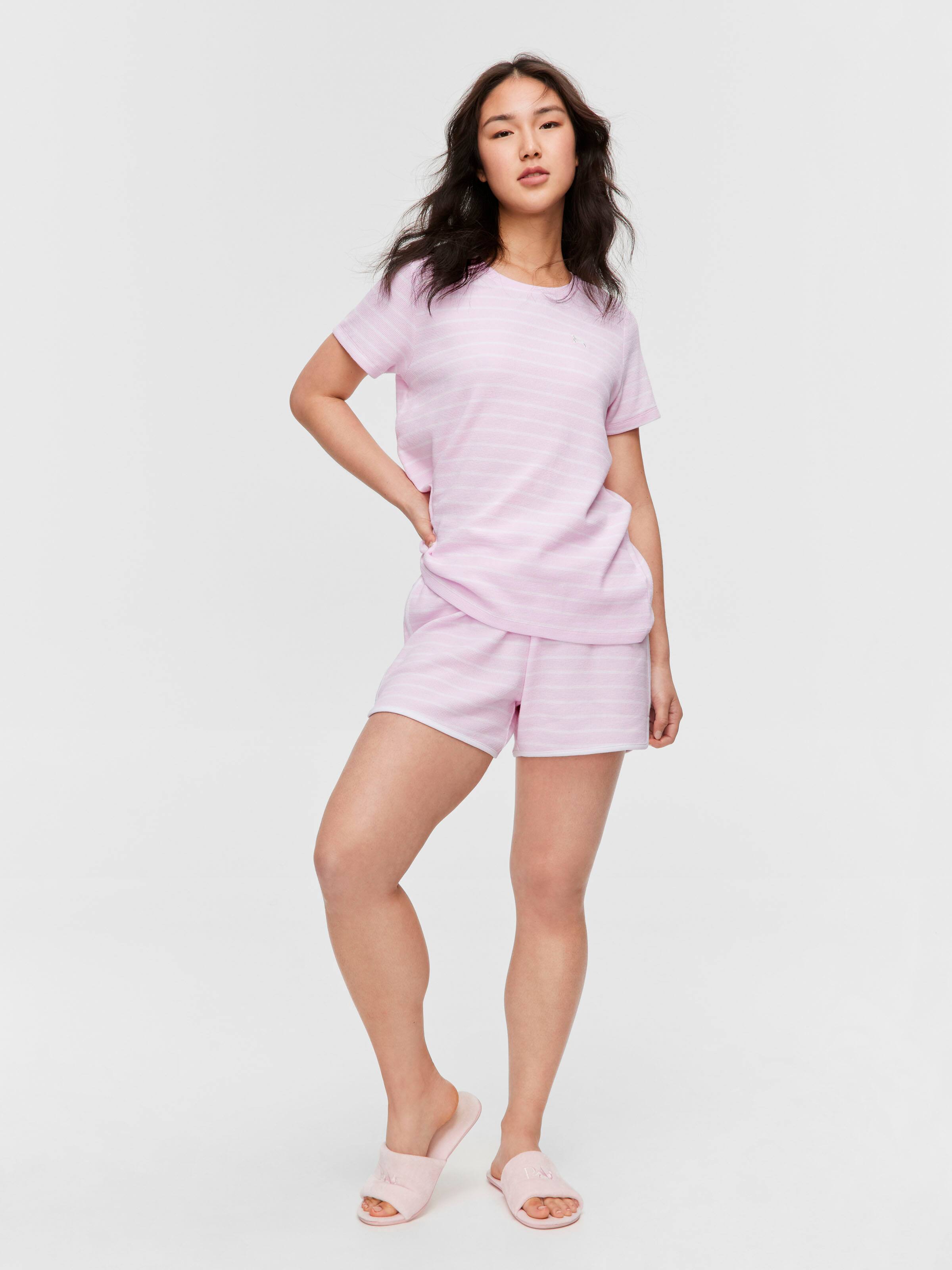 Pink Stripe Waffle Tee
