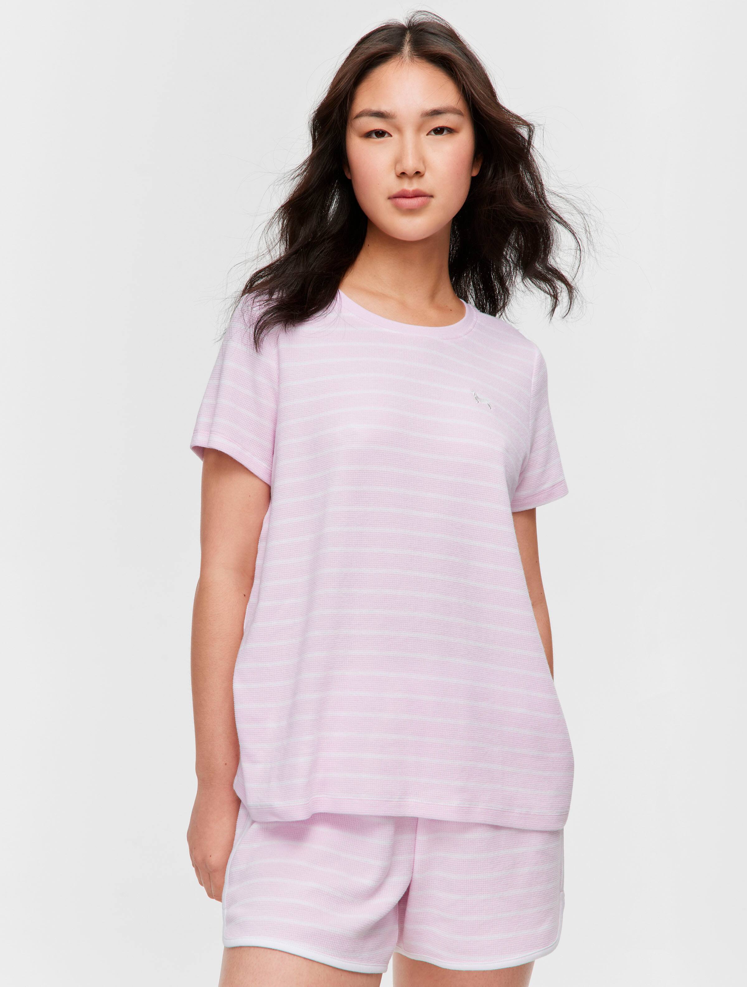 Pink Stripe Waffle Tee