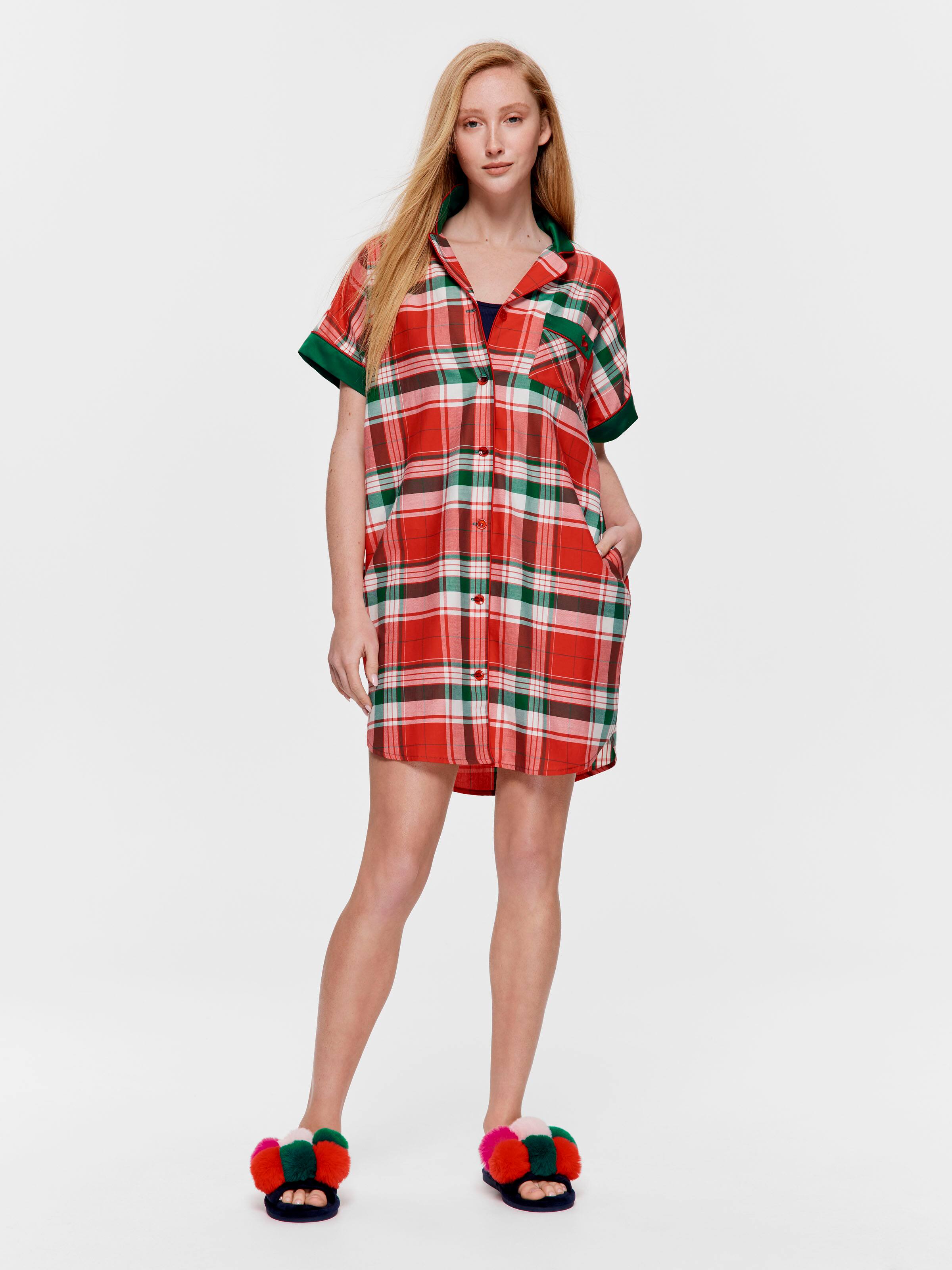 Tartan 100% Cotton Short Sleeve Boyfriend Nightshirt
