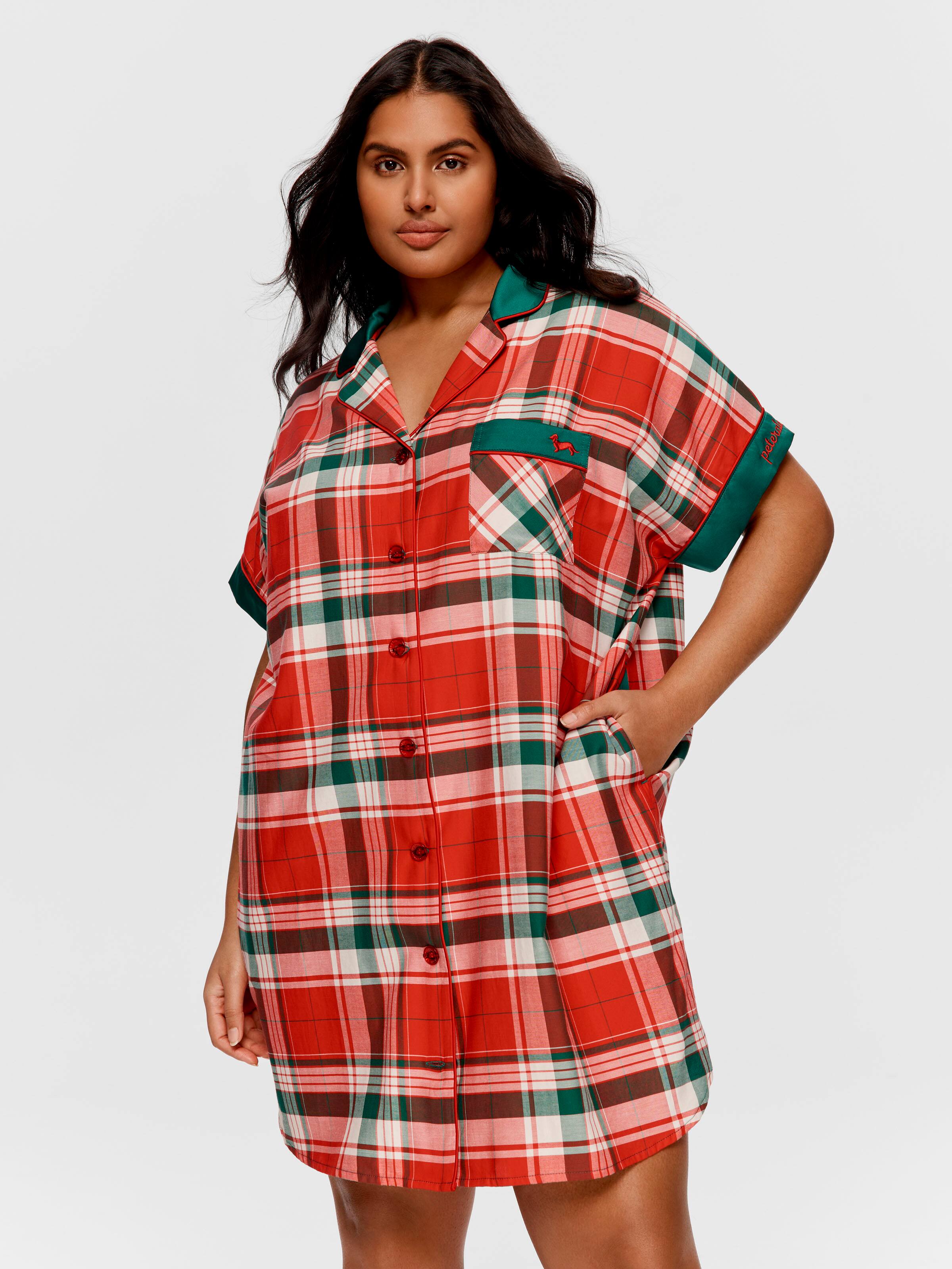 P.A. Plus Tartan 100% Cotton Short Sleeve Boyfriend Nightshirt