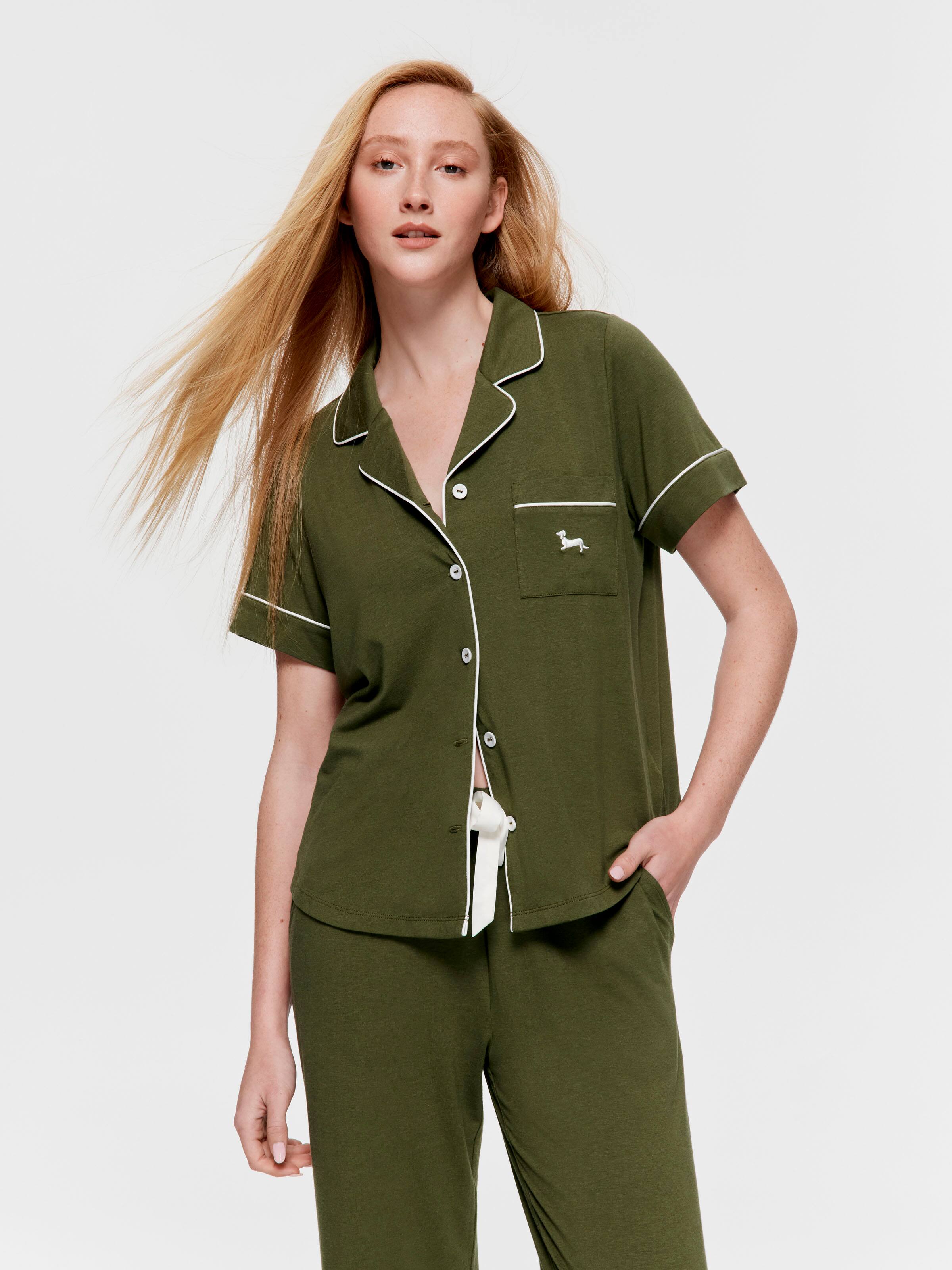 Green Bamboo Jersey Short Sleeve & Pant Pj Set