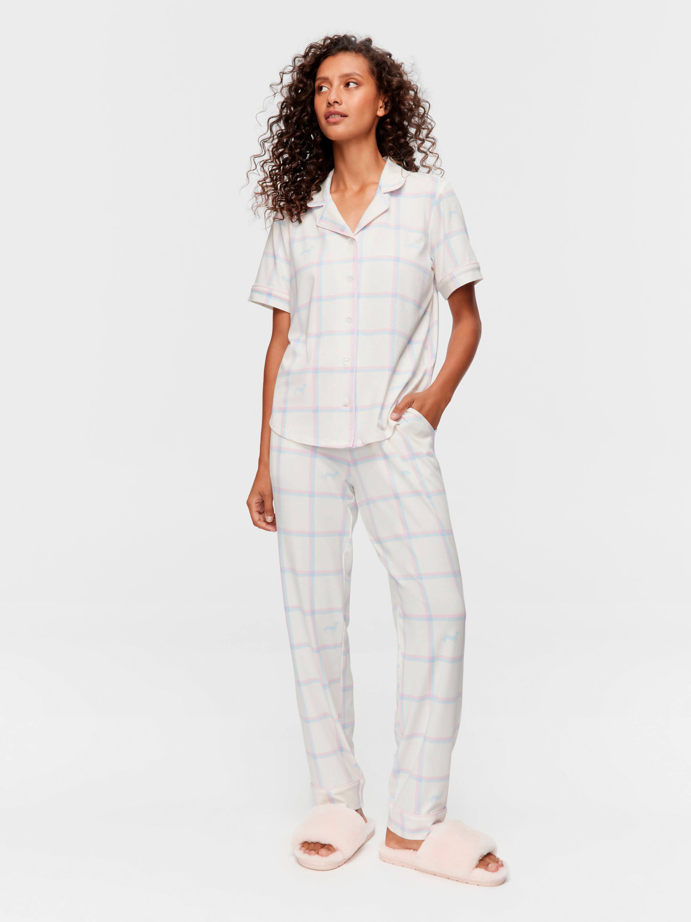 Cream Windowpane Short Sleeve Shirt