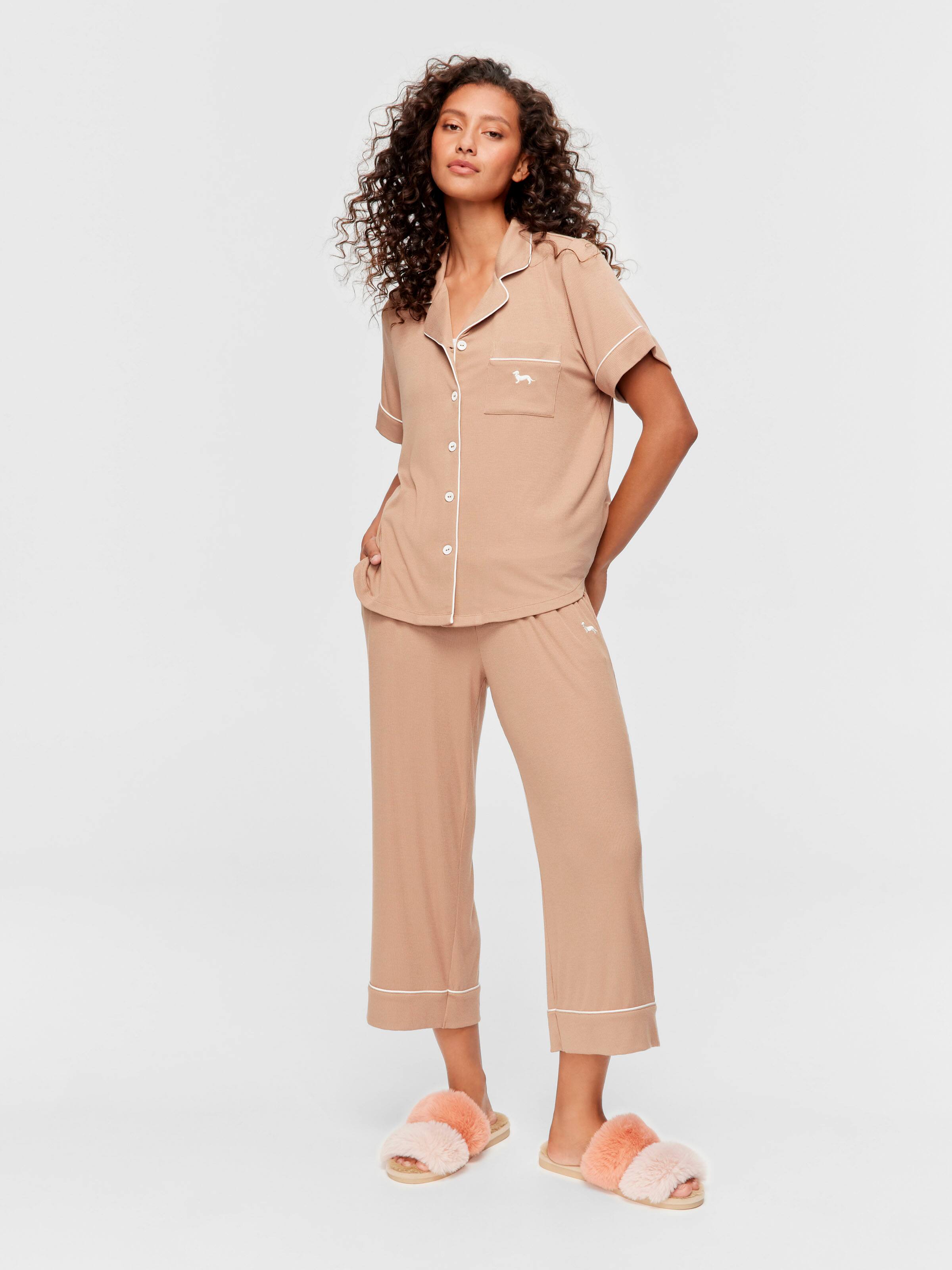 Caramel Bamboo Rib Short Sleeve Shirt