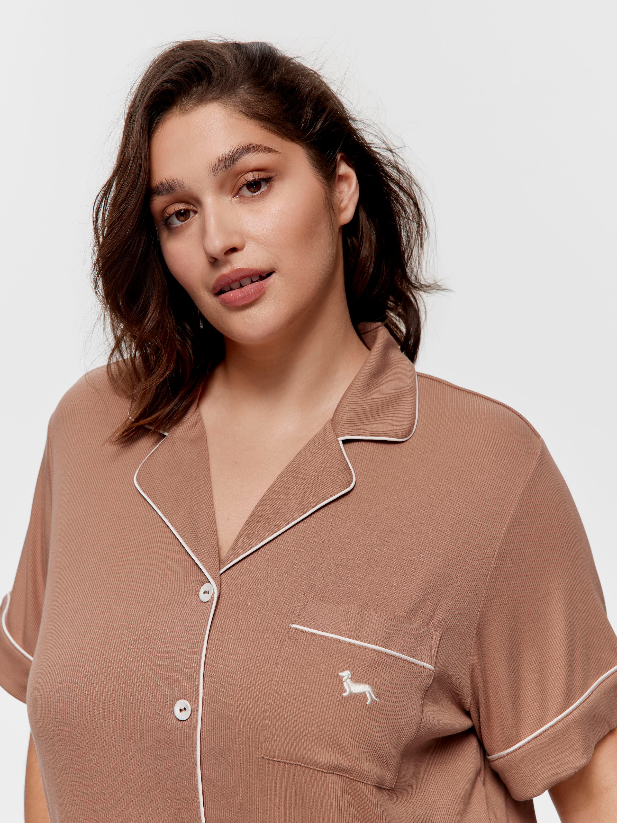 P.A. Plus Caramel Bamboo Rib Short Sleeve Shirt