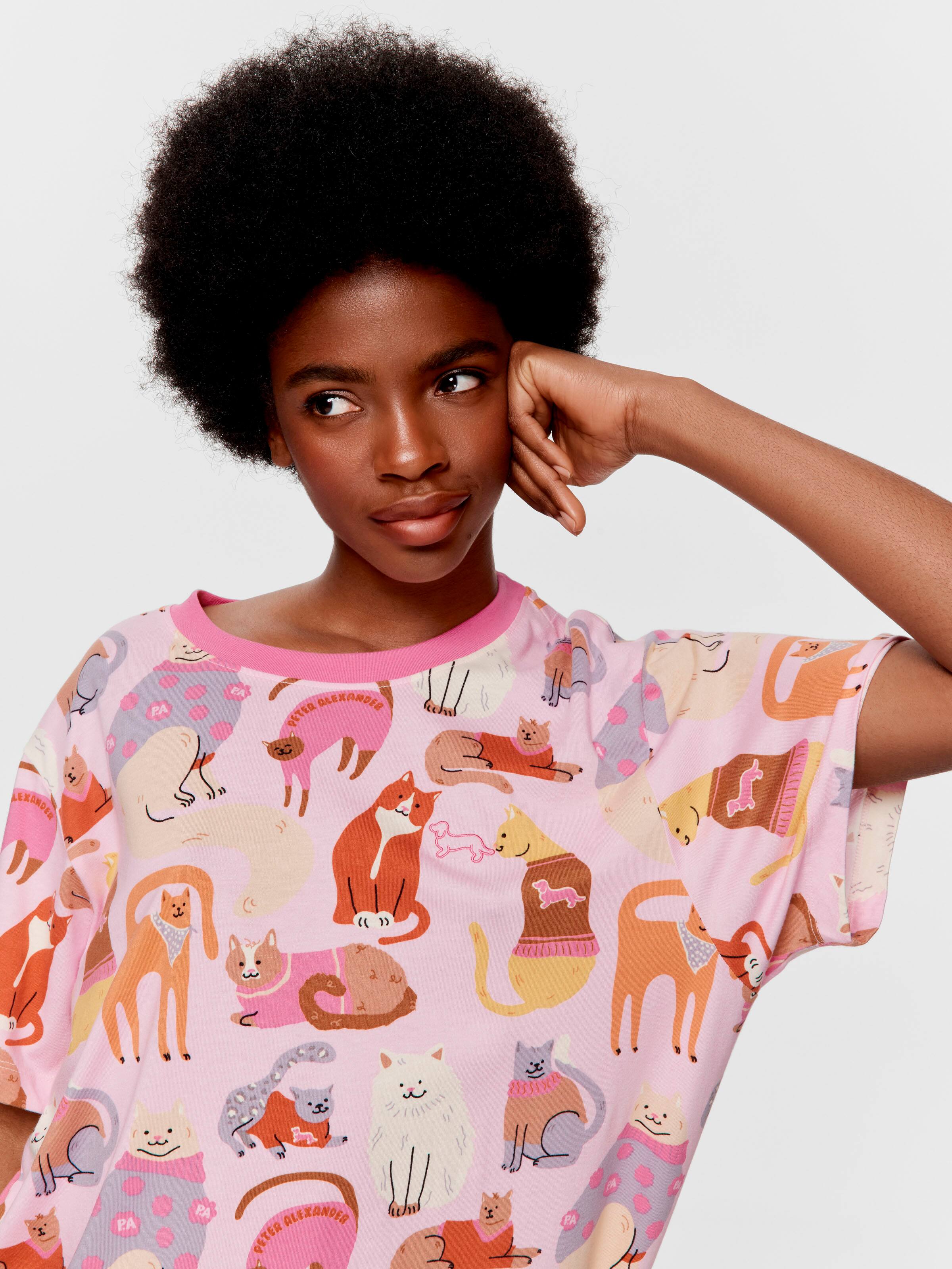 Abstract Cats Shortie Pj Set