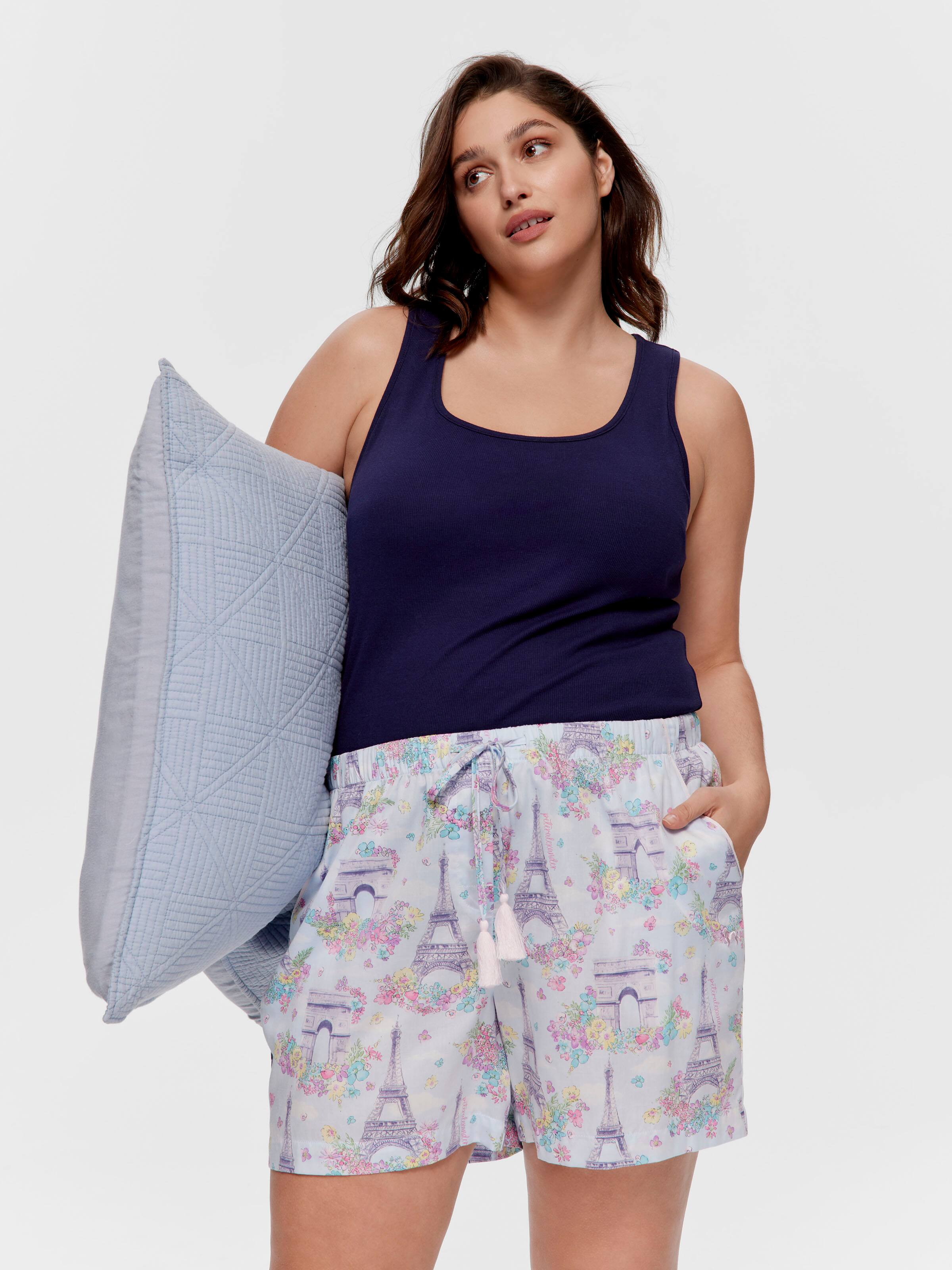 P.A. Plus Paris Watercolour 100% Soft Cotton Relaxed Mid Short