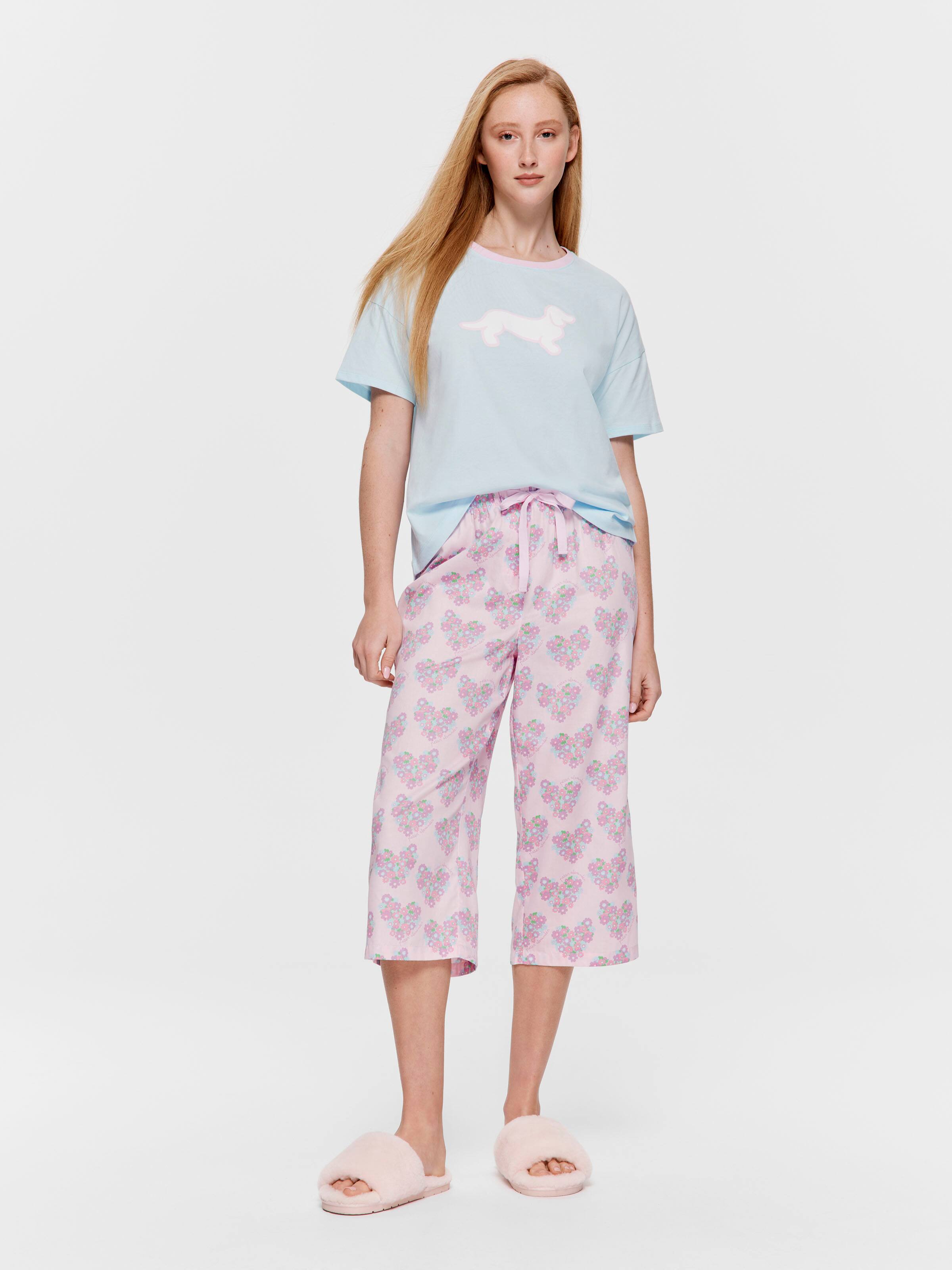 Floral Hearts 100% Cotton 3/4 Pj Pant