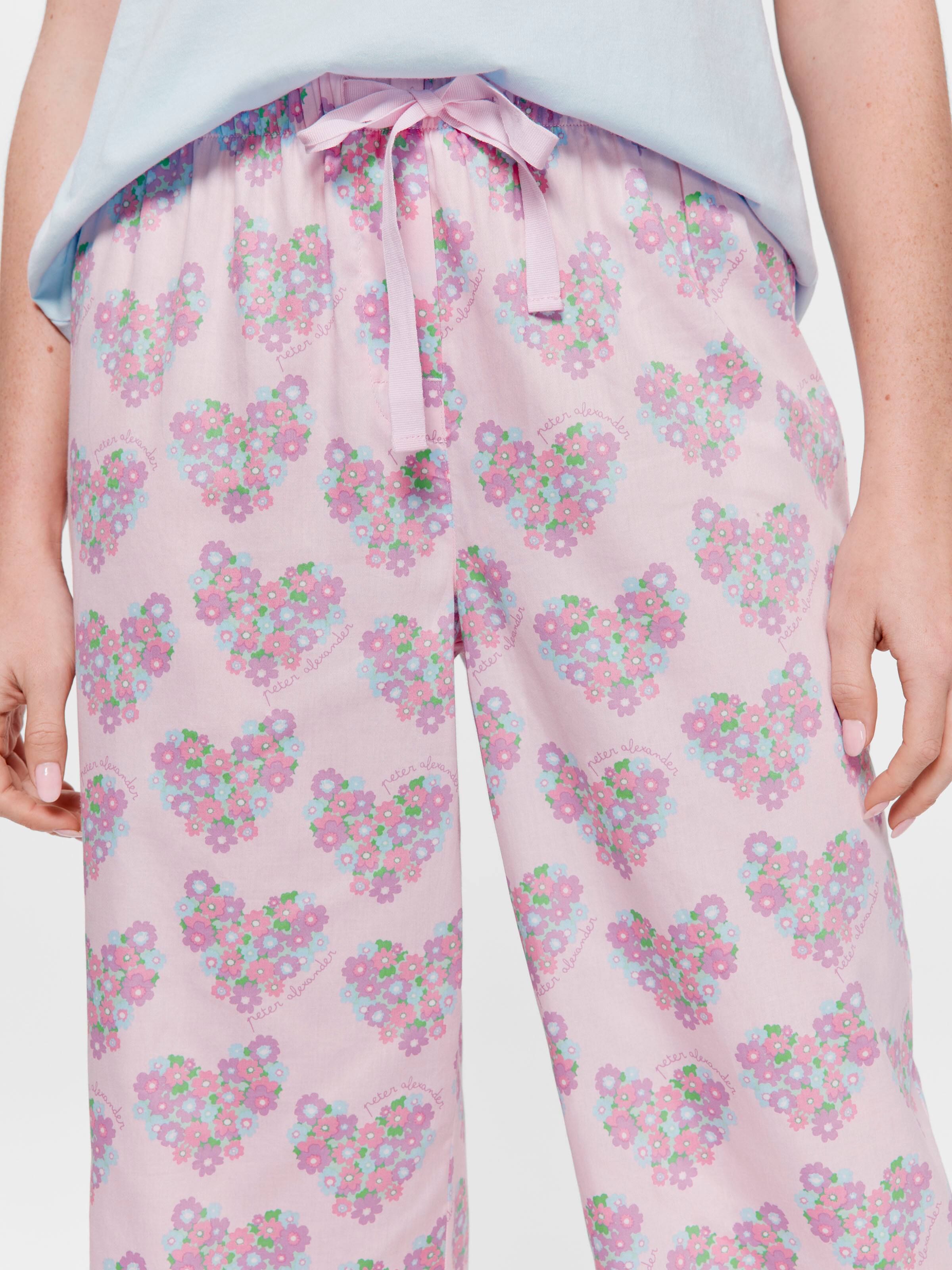 Floral Hearts 100% Cotton 3/4 Pj Pant