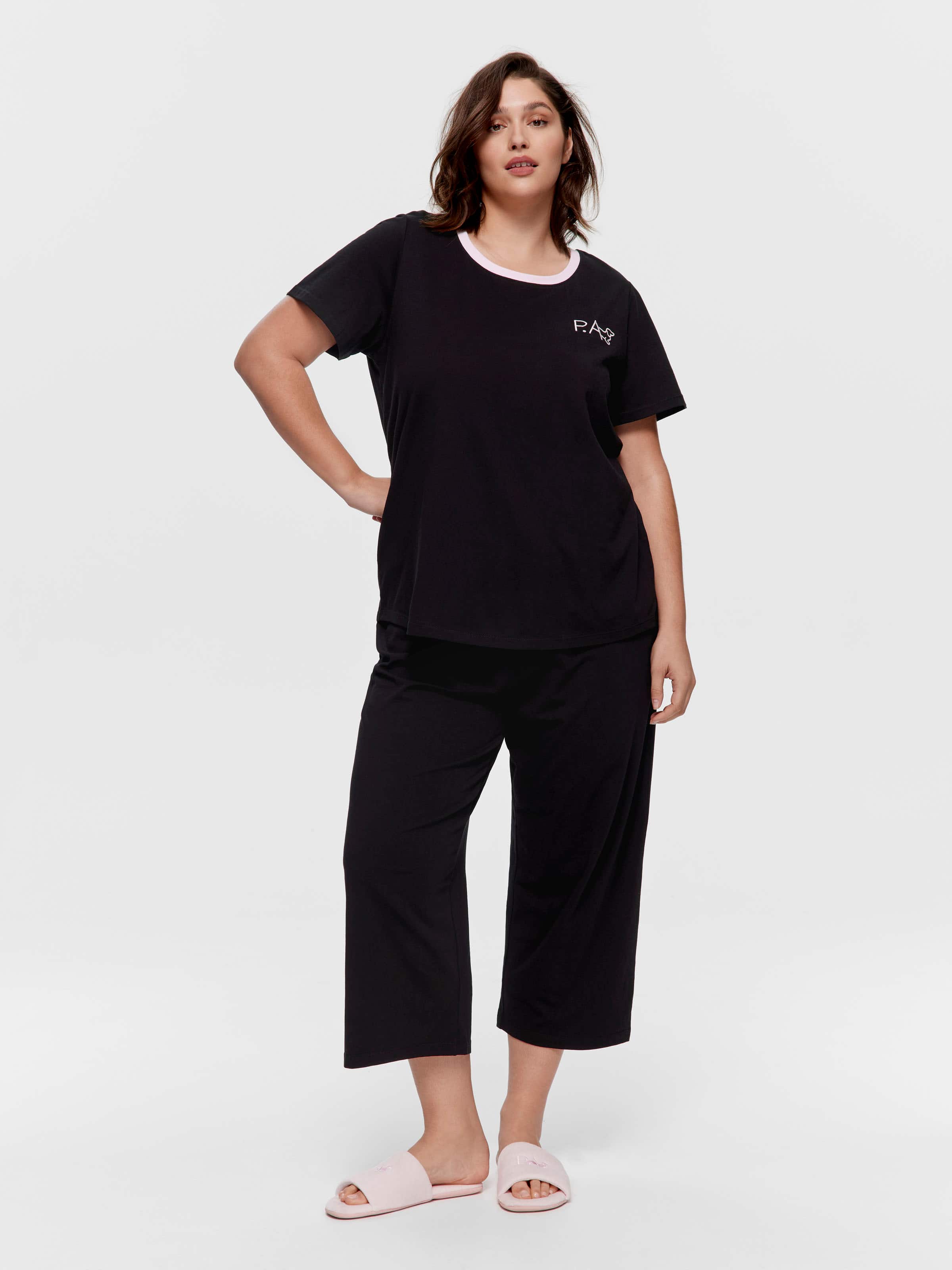 P.A. Plus Black 100% Cotton Boyfriend Tee