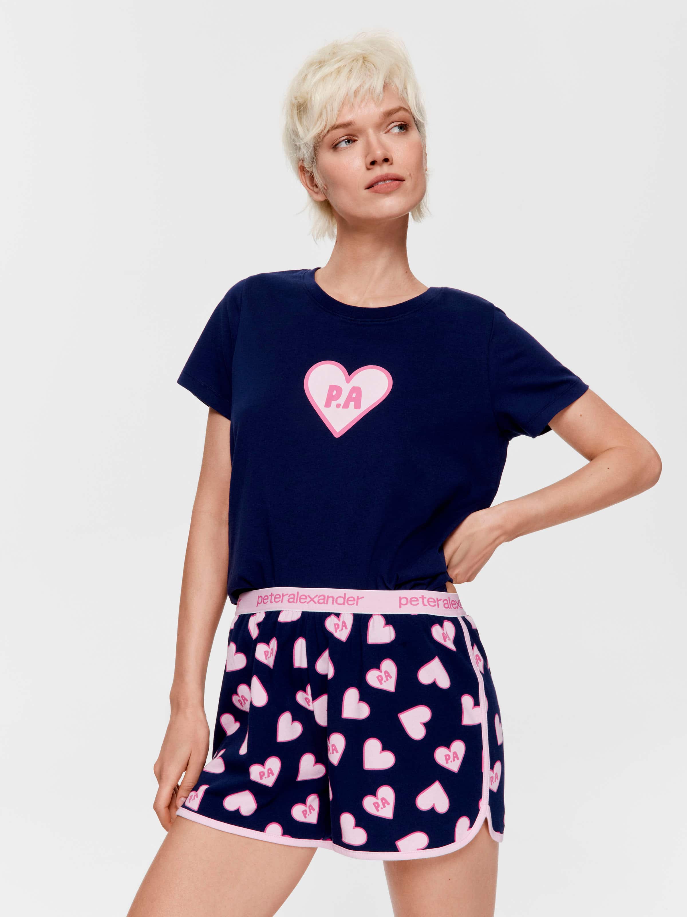 Navy Heart Sporty Short