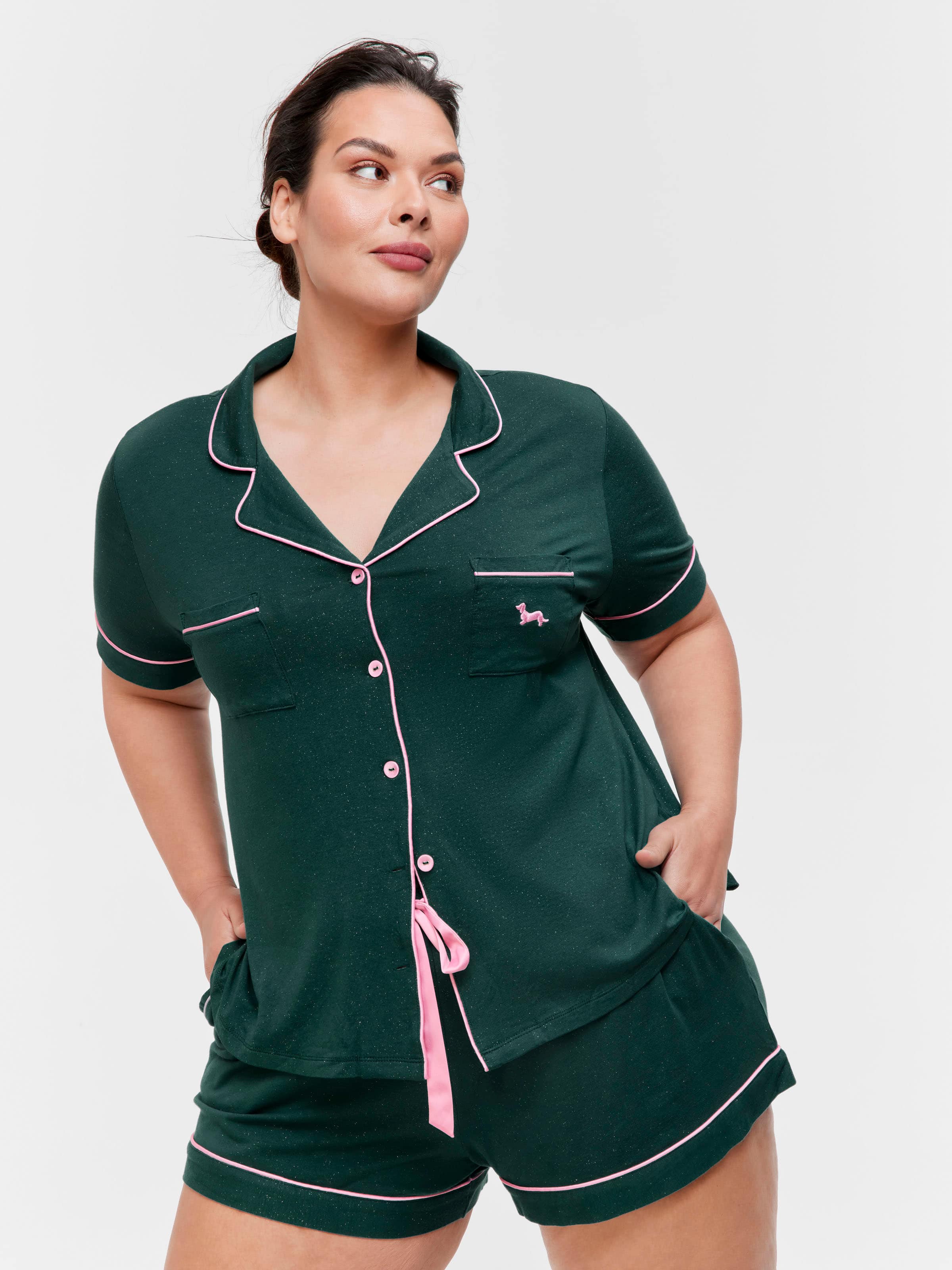 P.A. Plus Glitter Bamboo Jersey Shortie Pj Set