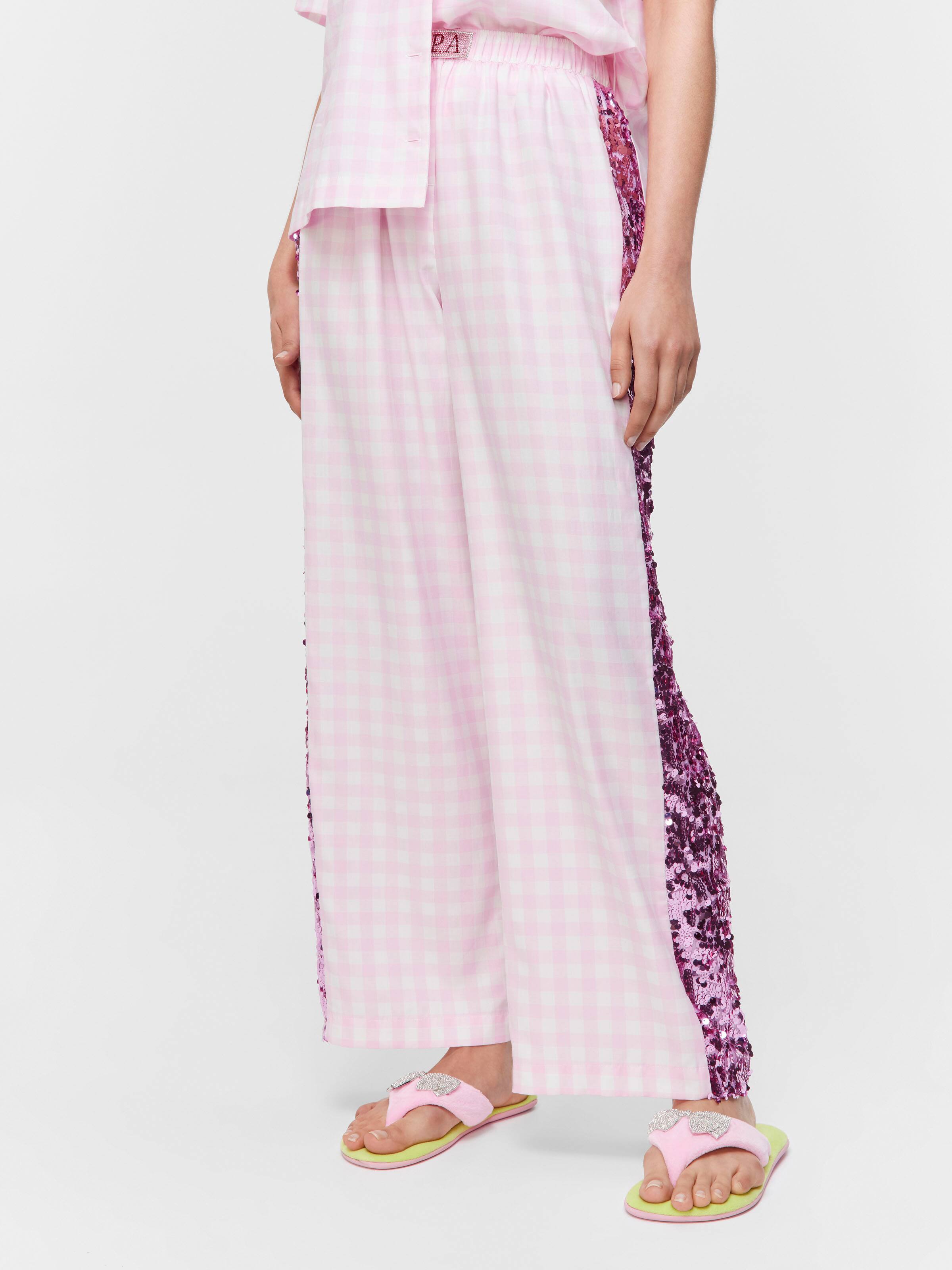 Peter's Pink Sparkly Sequin Gingham Fashion Pant
