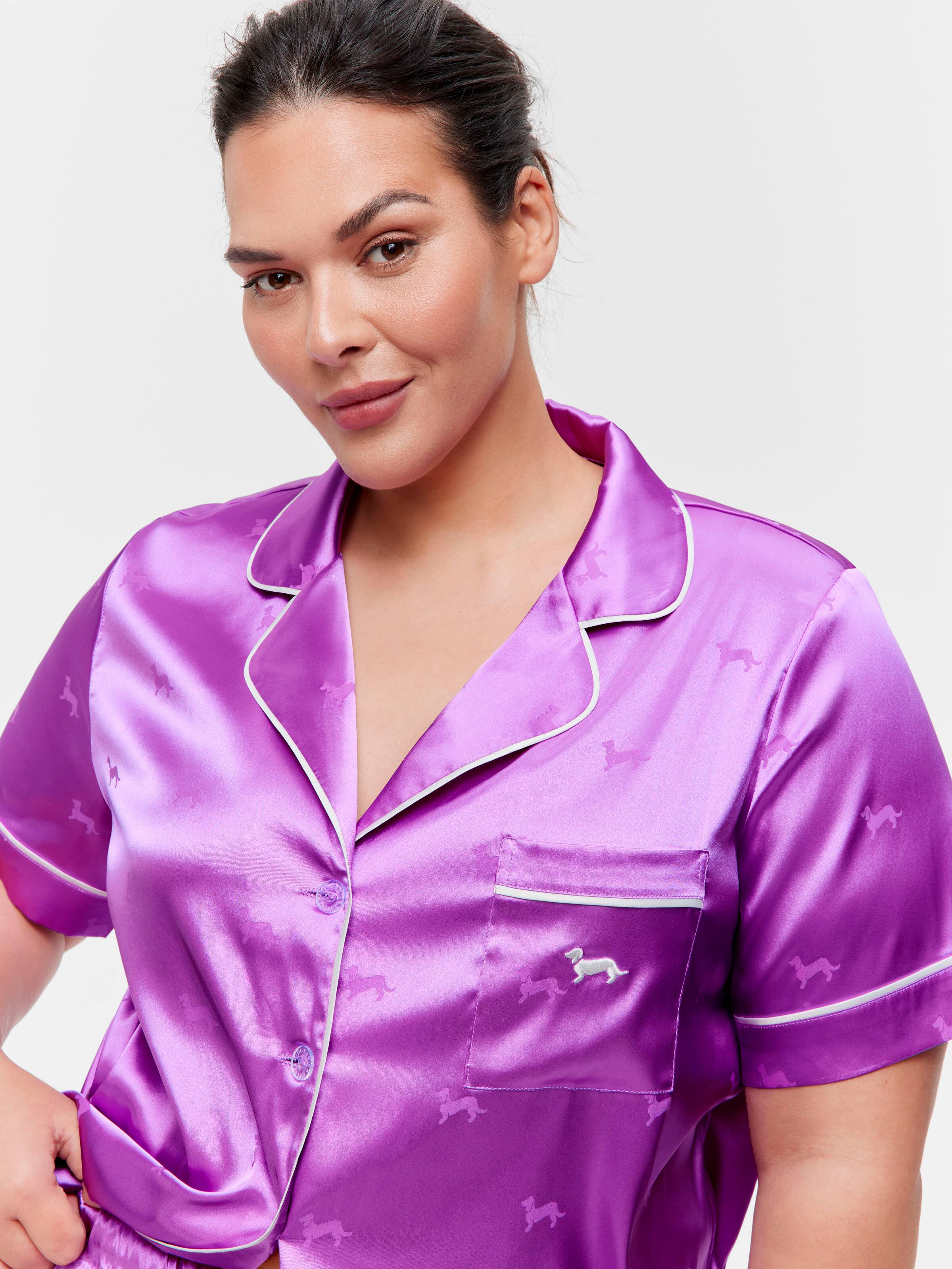 P.A. Plus Orchid Penny Satin Short Sleeve Shirt