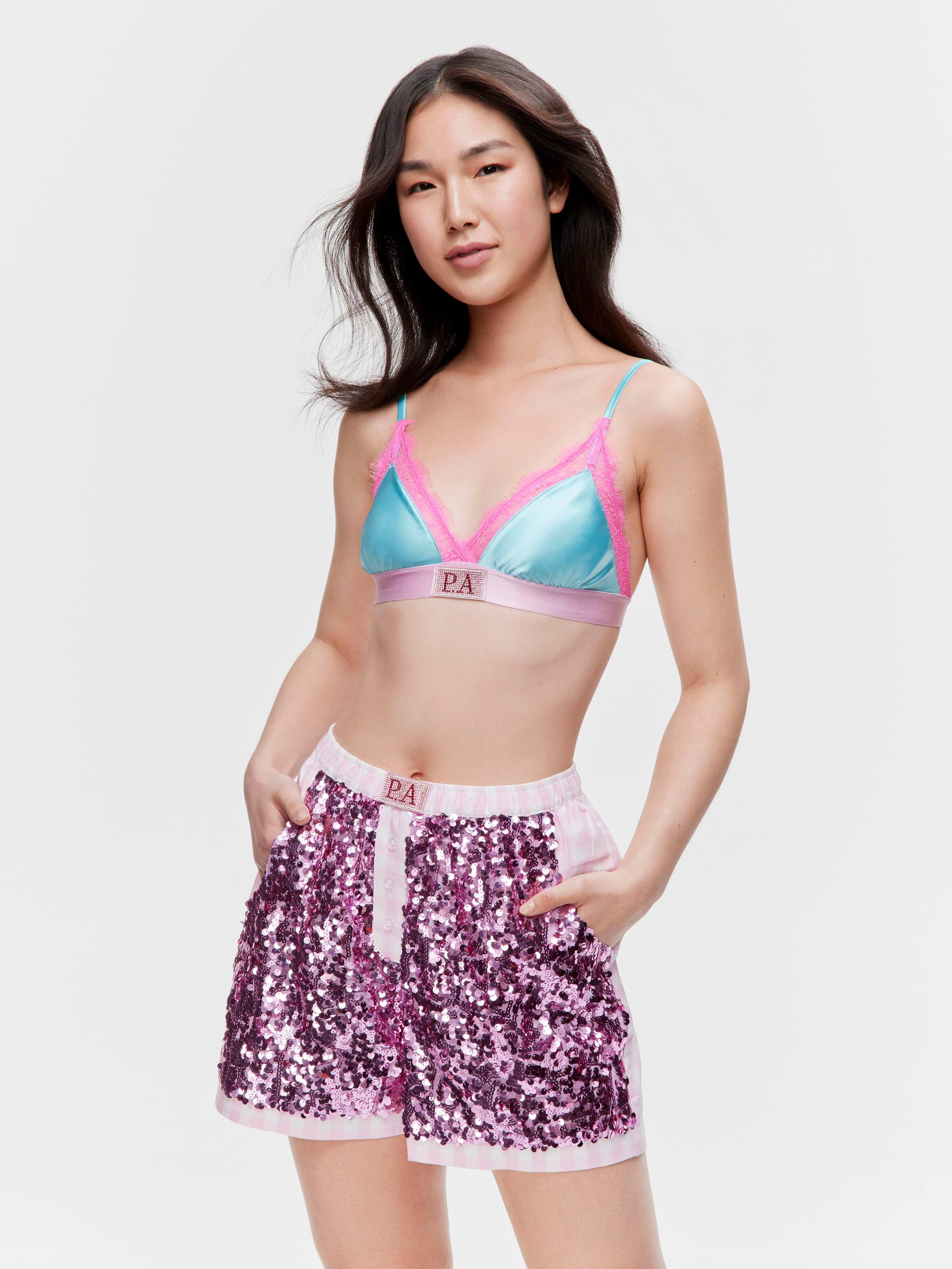 Sparkly Lace Satin Bralette