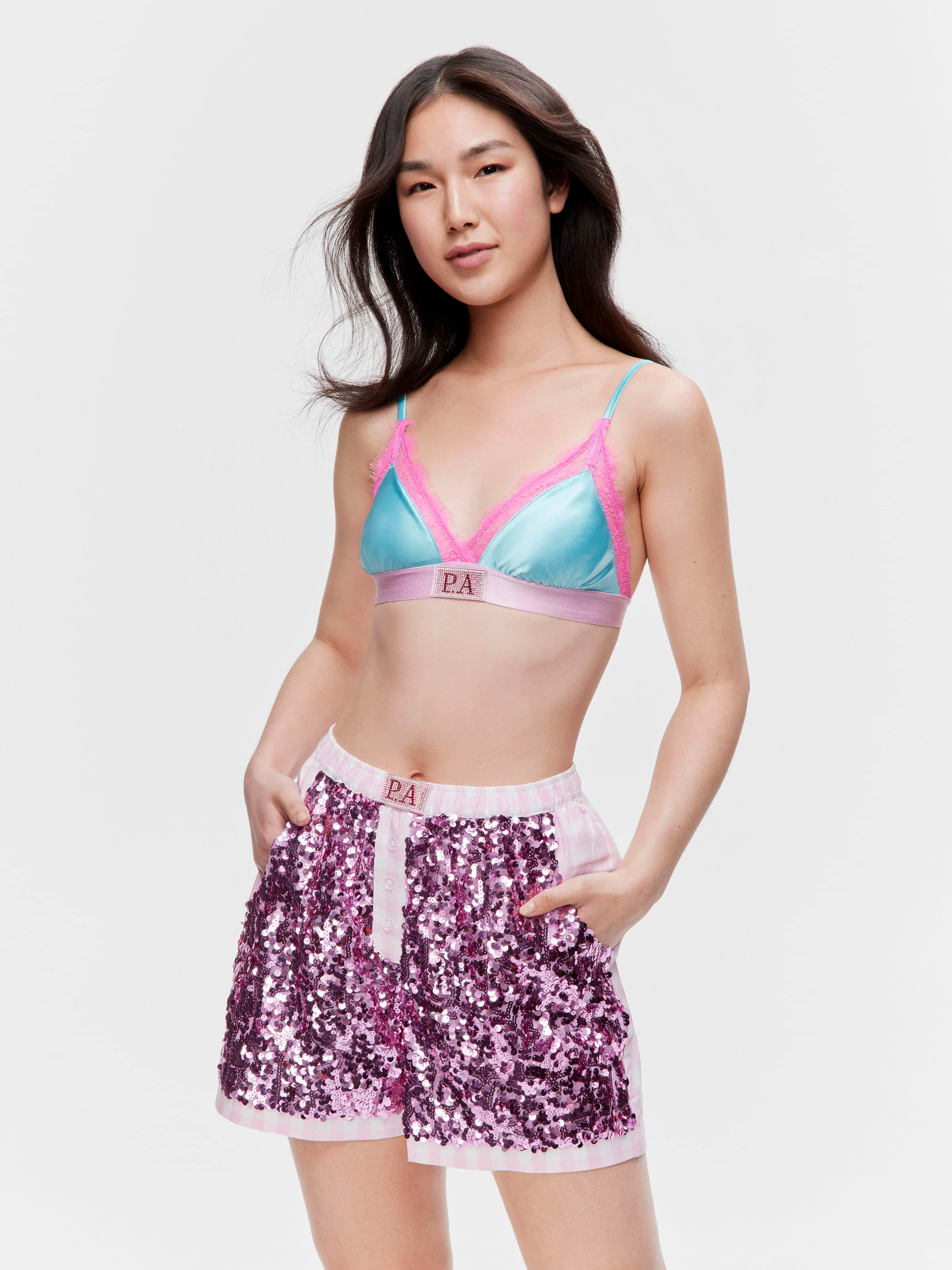 Sparkly Lace Satin Bralette