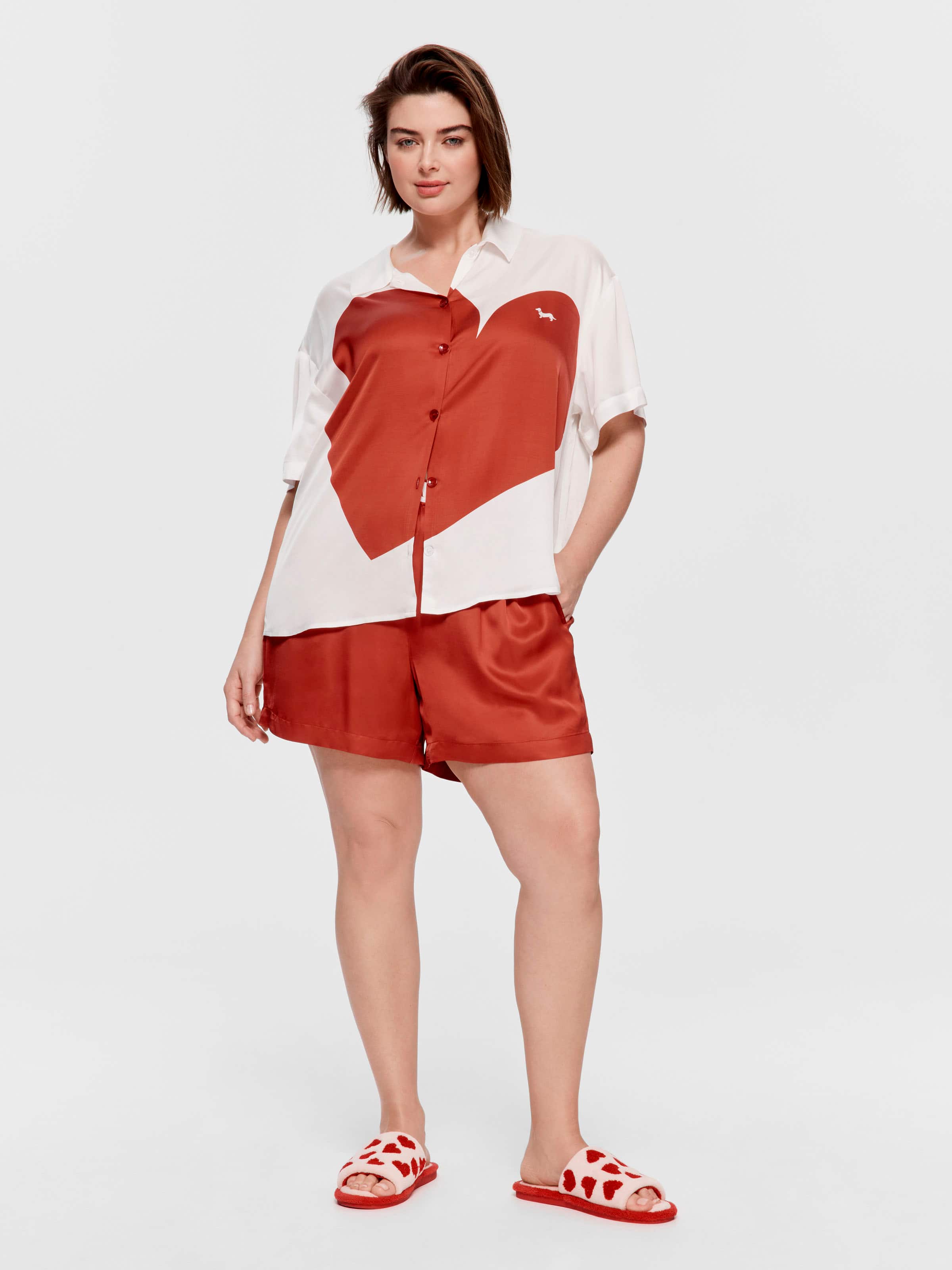 P.A. Plus Red Heart Shortie Pj Set